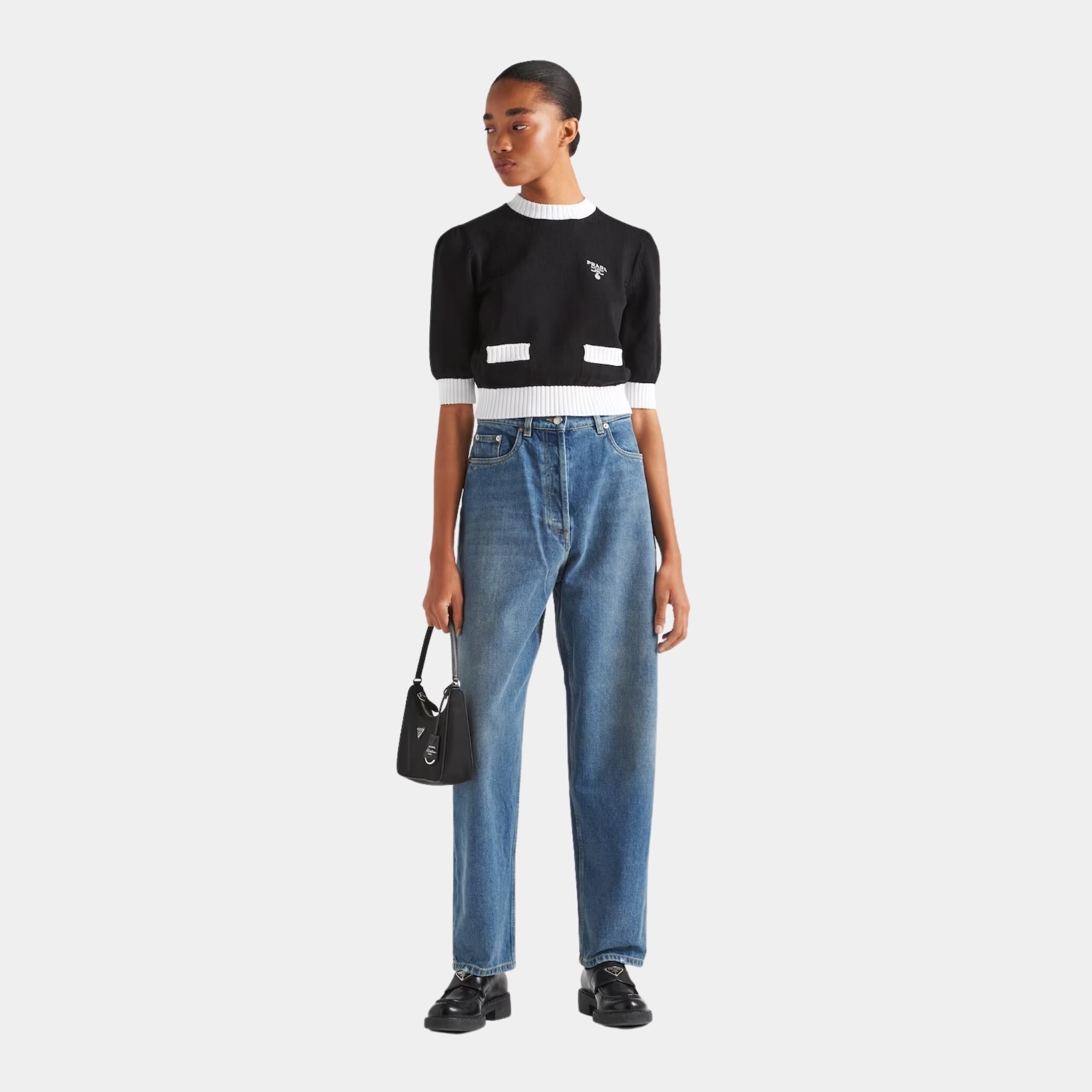 Prada High-waisted Denim Jeans, Model, Front