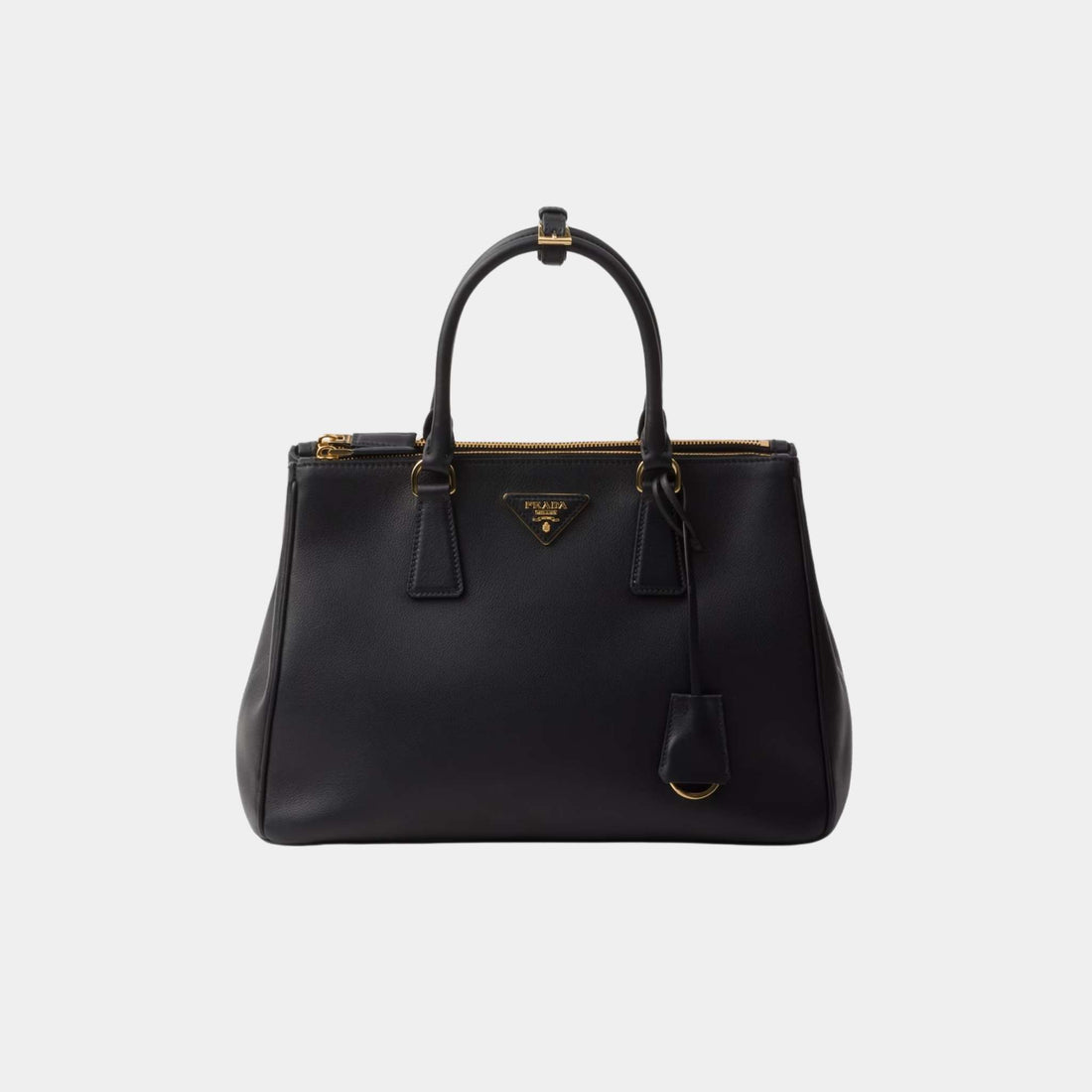 Prada Large Galleria Saffiano Leather Bag, Black, Front