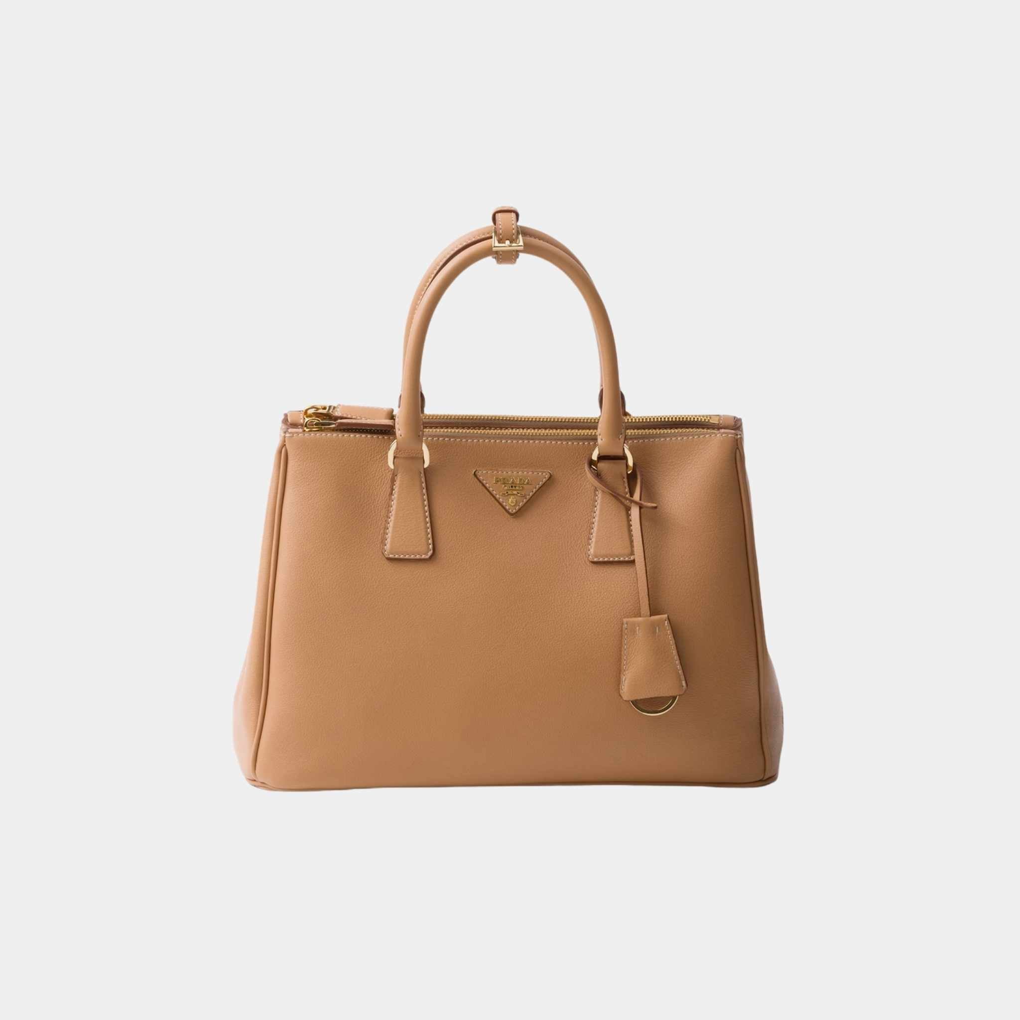 Prada Large Galleria Saffiano Leather Bag, Natural, Front