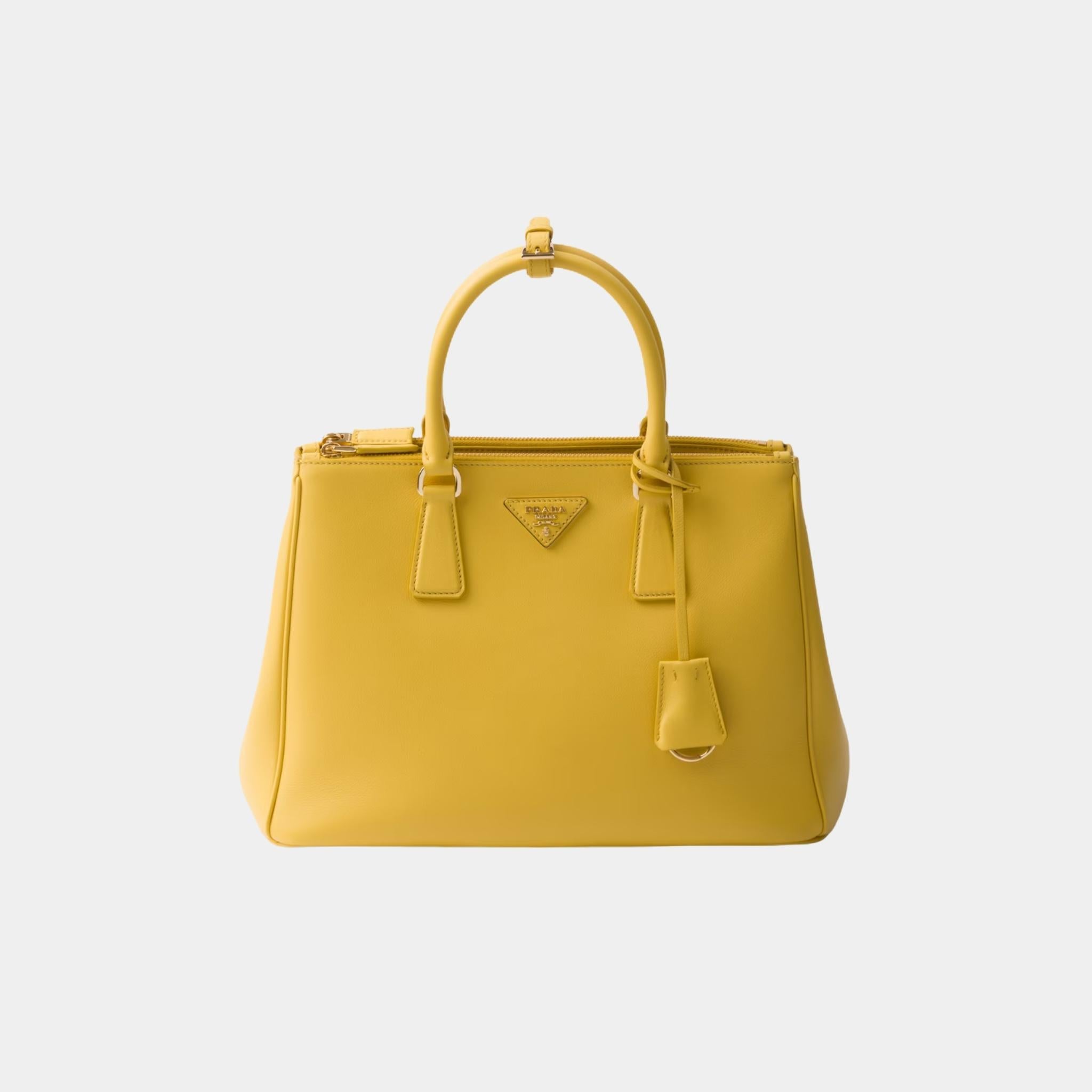 Prada Large Galleria Saffiano Leather Bag, Sunny Yellow, Front