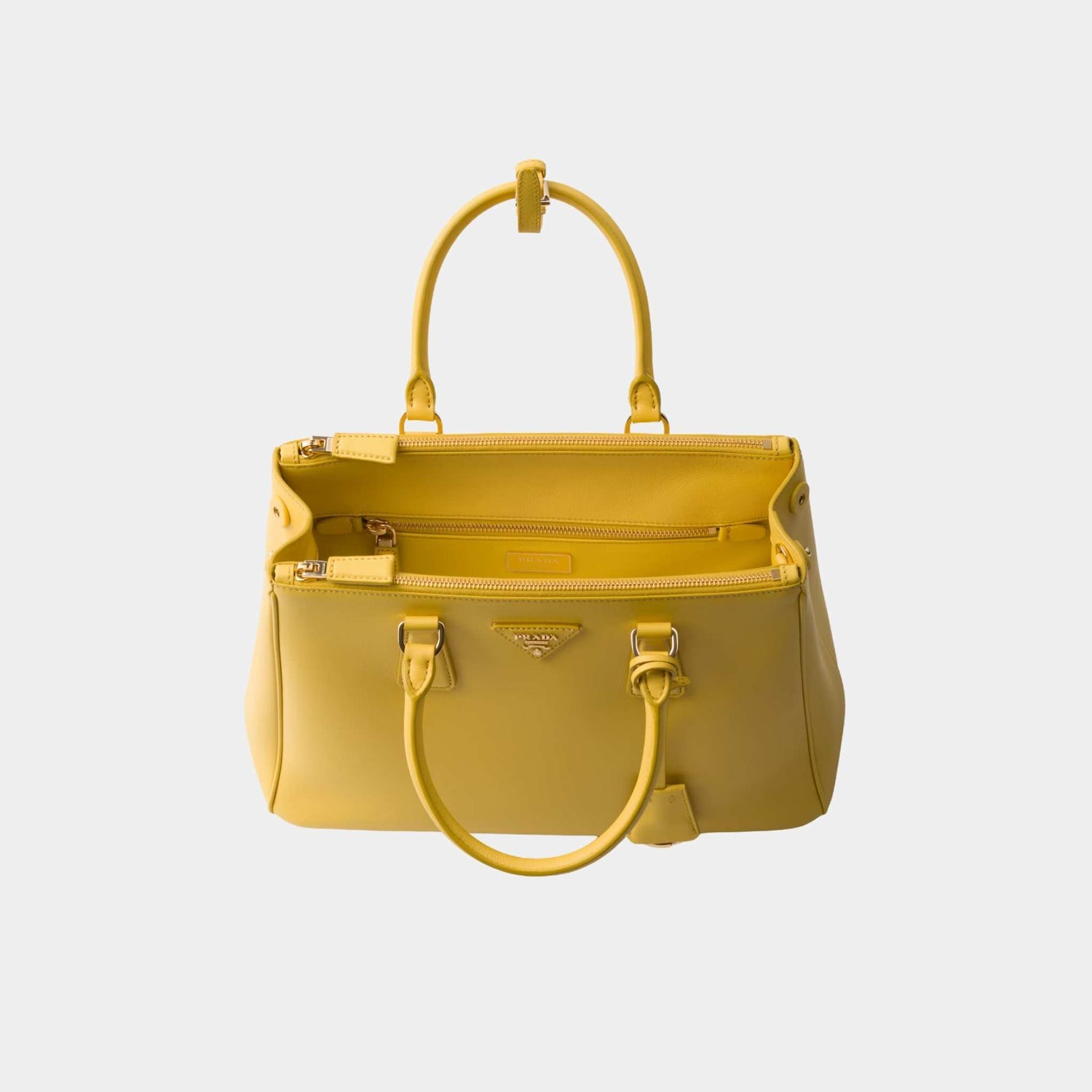 Prada Large Galleria Saffiano Leather Bag, Sunny Yellow, Top