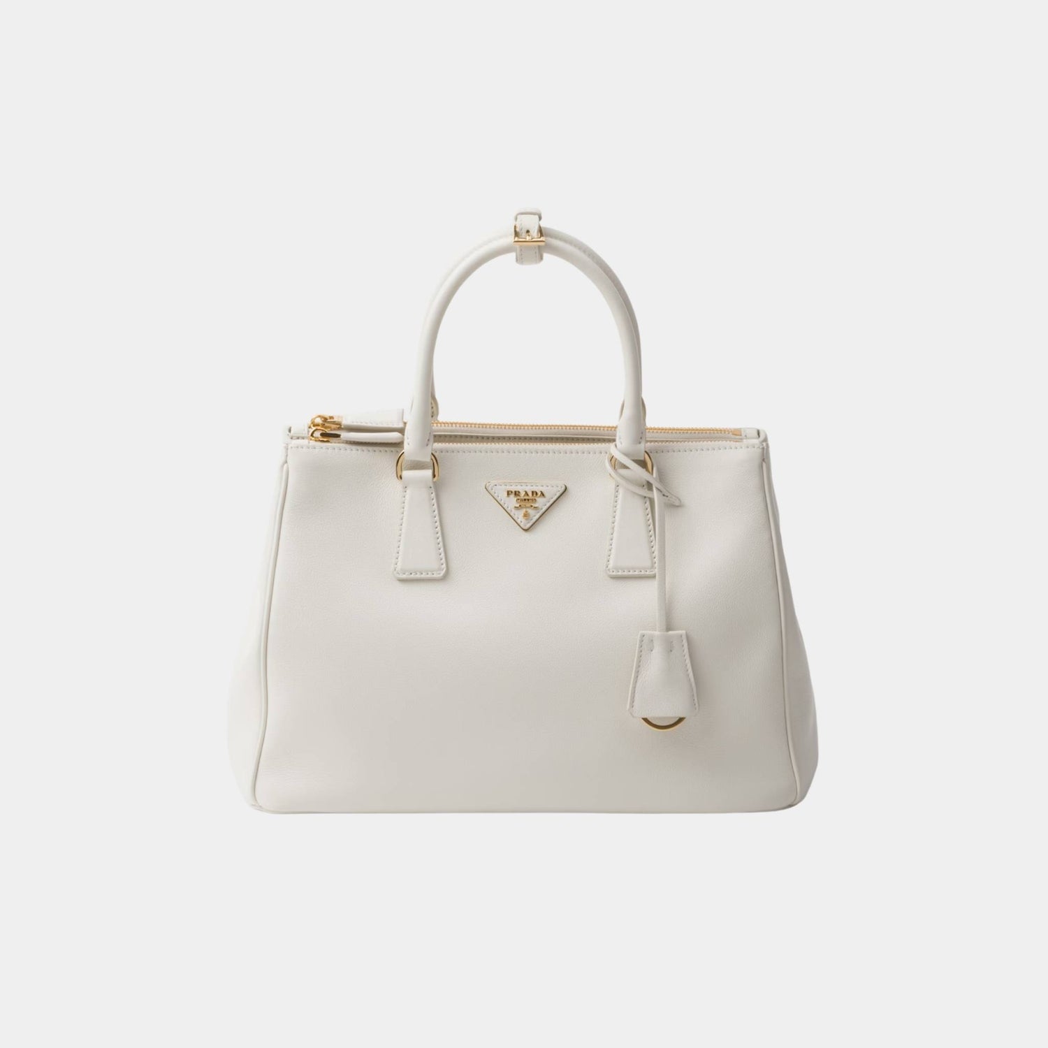 Prada Large Galleria Saffiano Leather Bag, White, Front