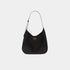 Prada Large Leather Shoulder Bag with Topstitching, Black, Front