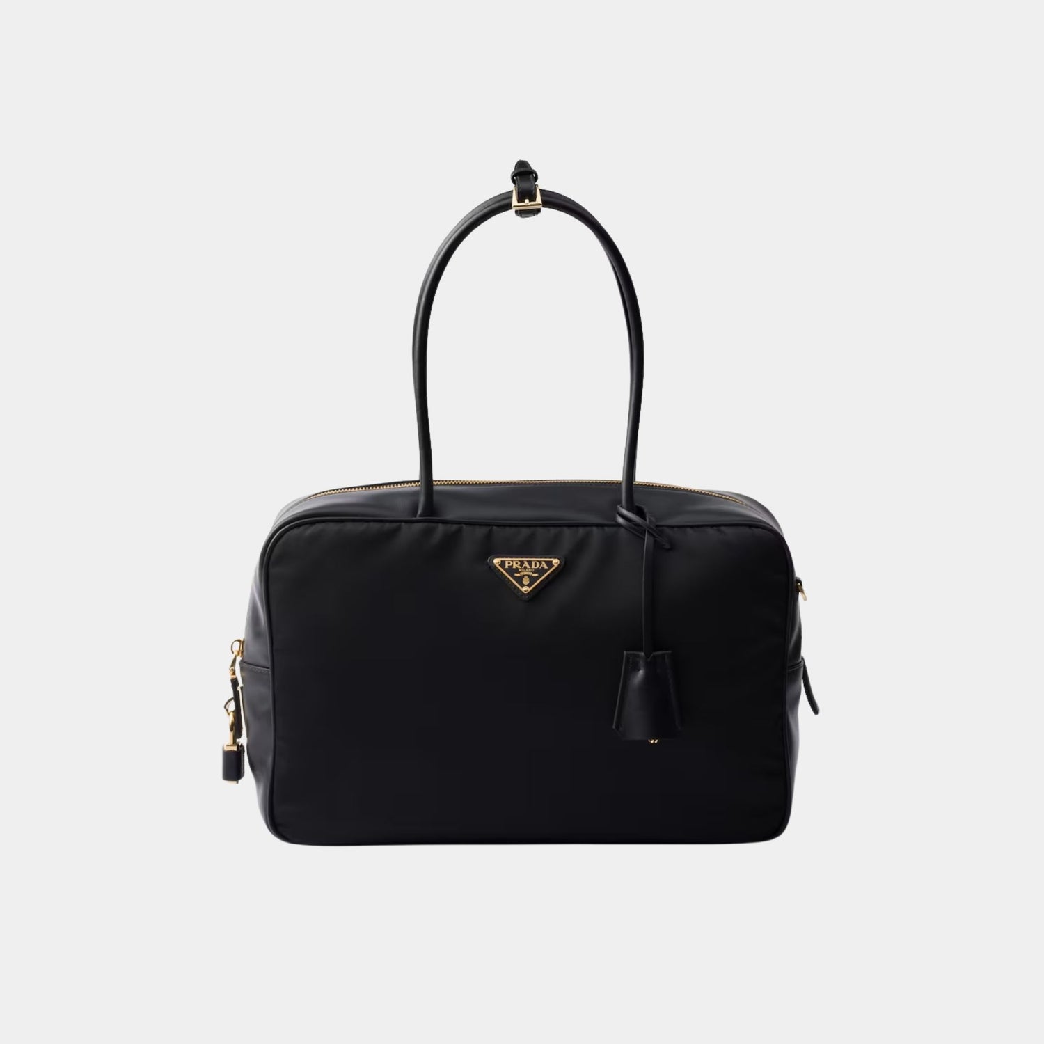 Prada Large Re-Nylon And Leather Top Handle Bag With Padlock, Front