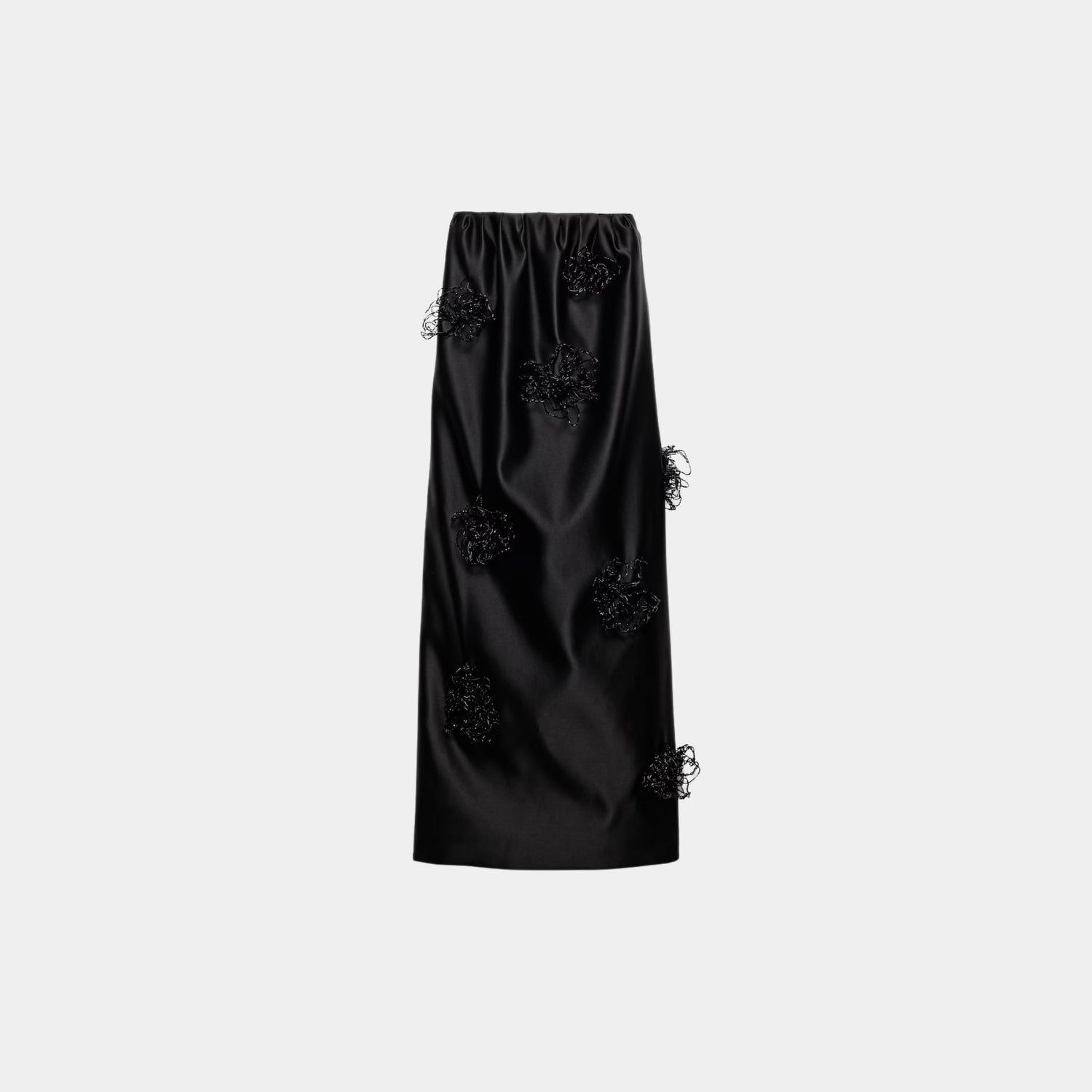 Prada Long Embroidered Double Satin Skirt, Front