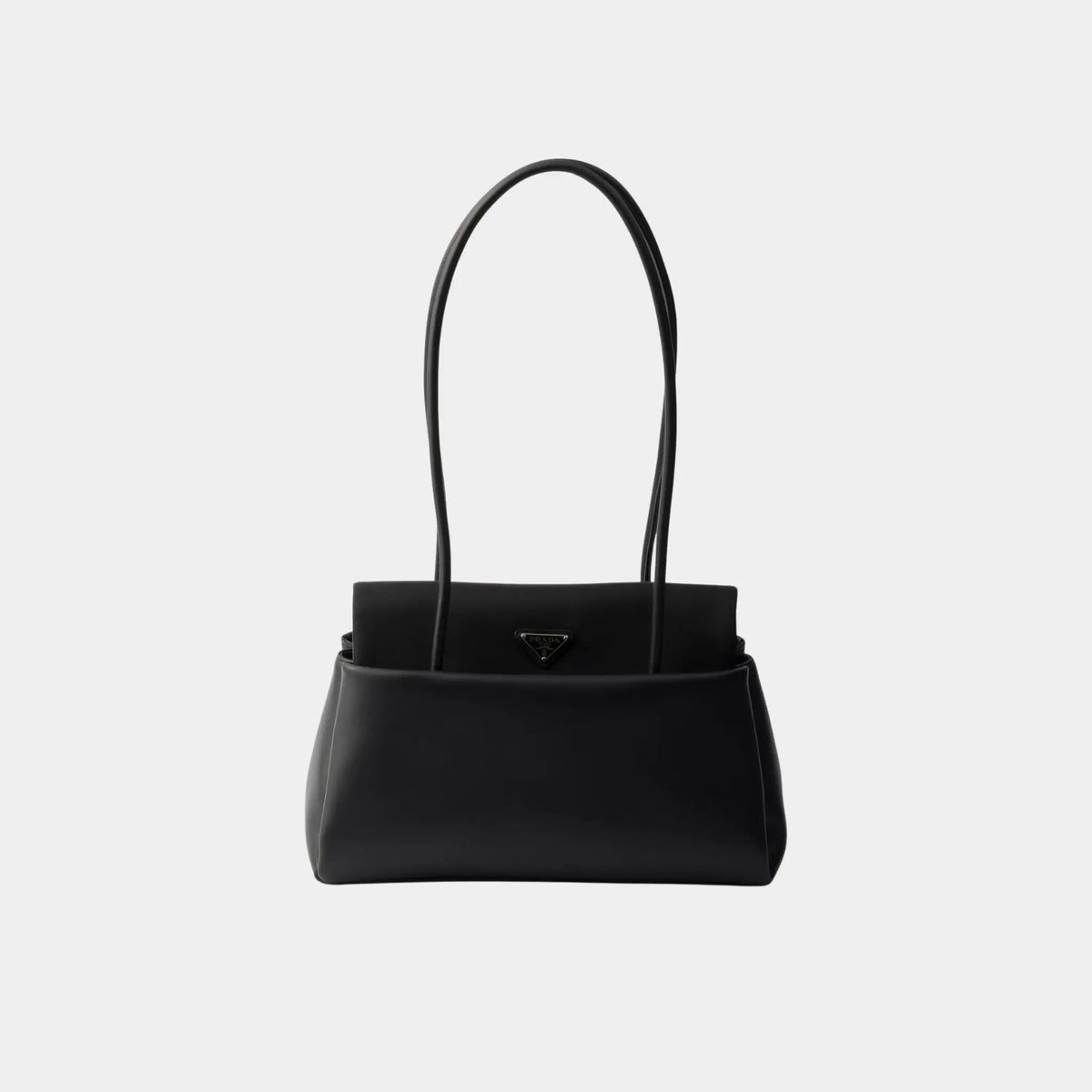 Prada Medium-sized leather bag with Re-Nylon flap