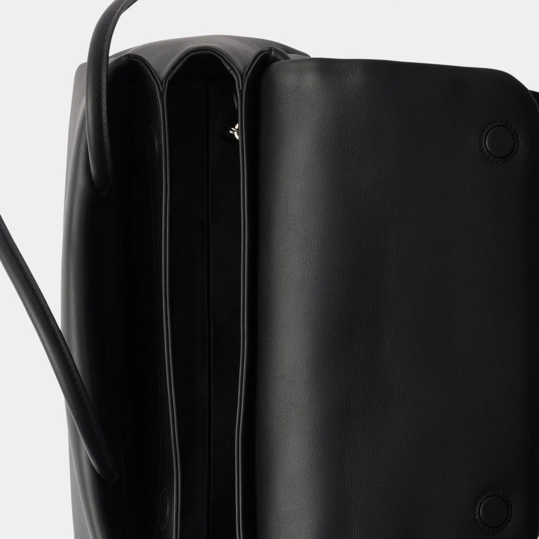 Prada Medium-sized leather bag with Re-Nylon flap, Black , Top