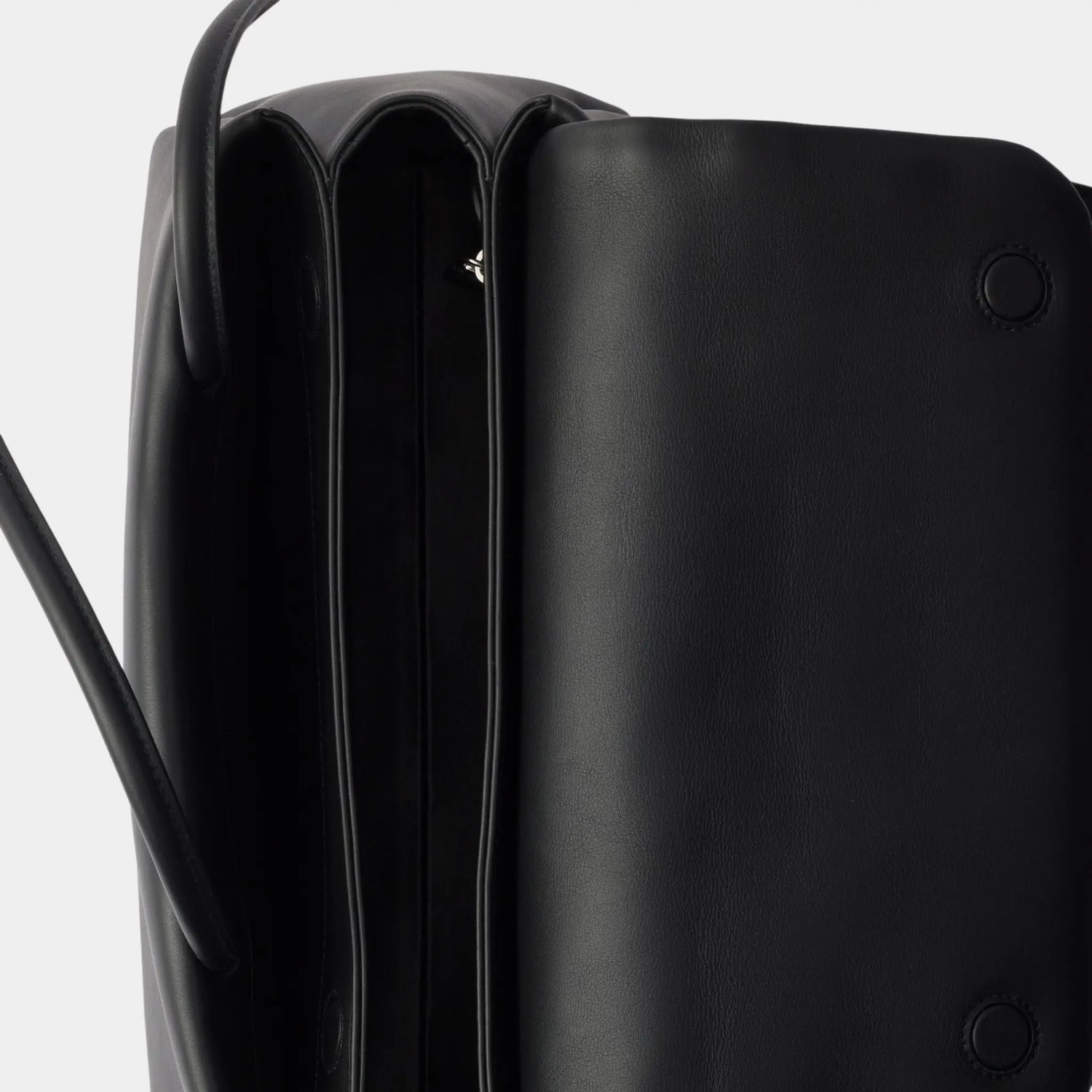 Prada Medium-sized leather bag with Re-Nylon flap, Black , Top