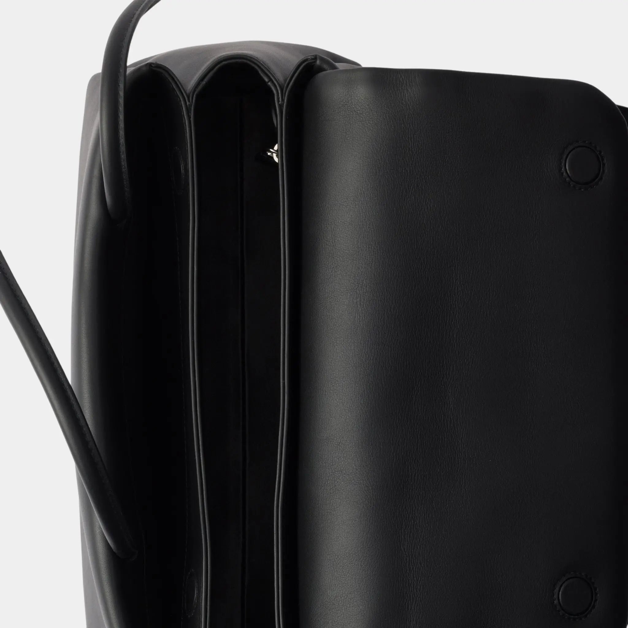 Prada Medium-sized leather bag with Re-Nylon flap, Black , Top