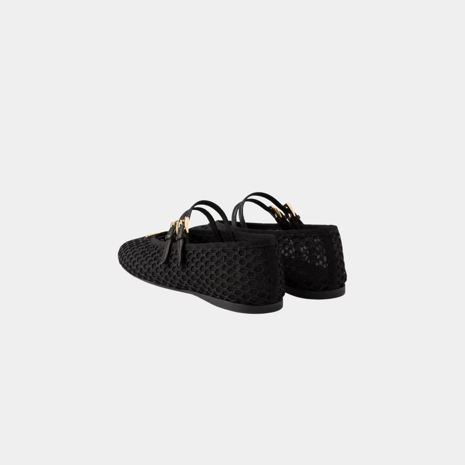 Prada Mesh Fabric Ballerinas, Black, Back