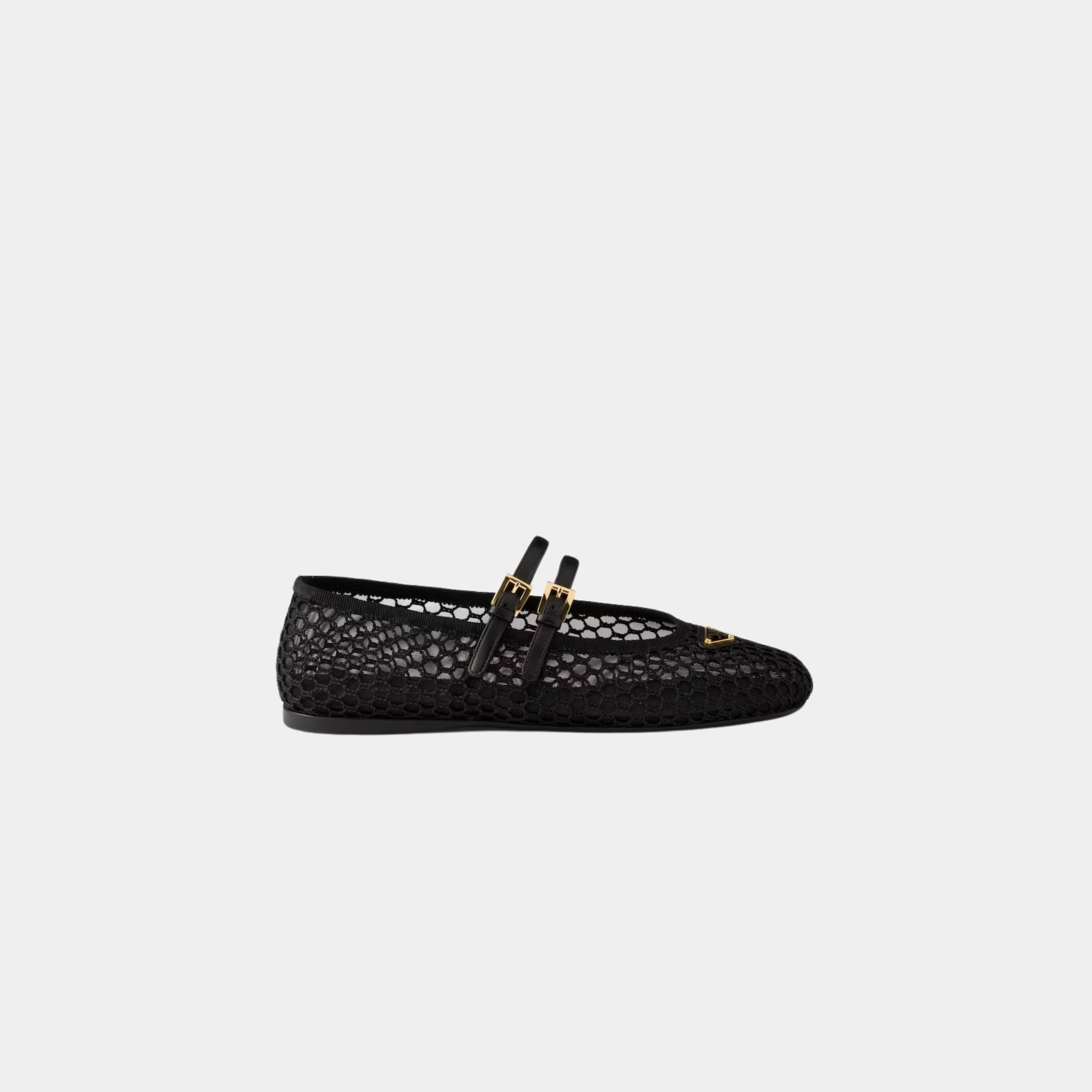 Prada Mesh Fabric Ballerinas, Black, Side