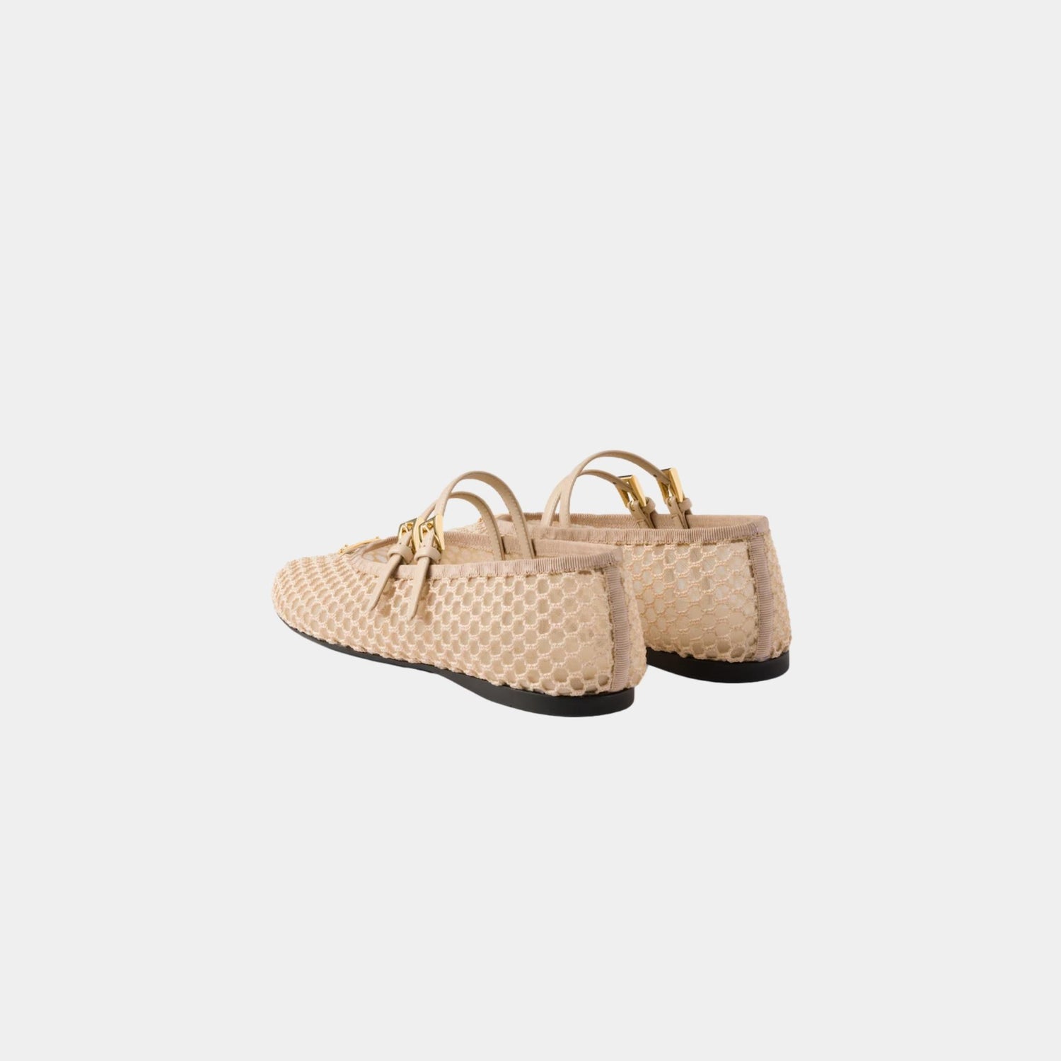 Prada Mesh Fabric Ballerinas, Travertine Stone, Back