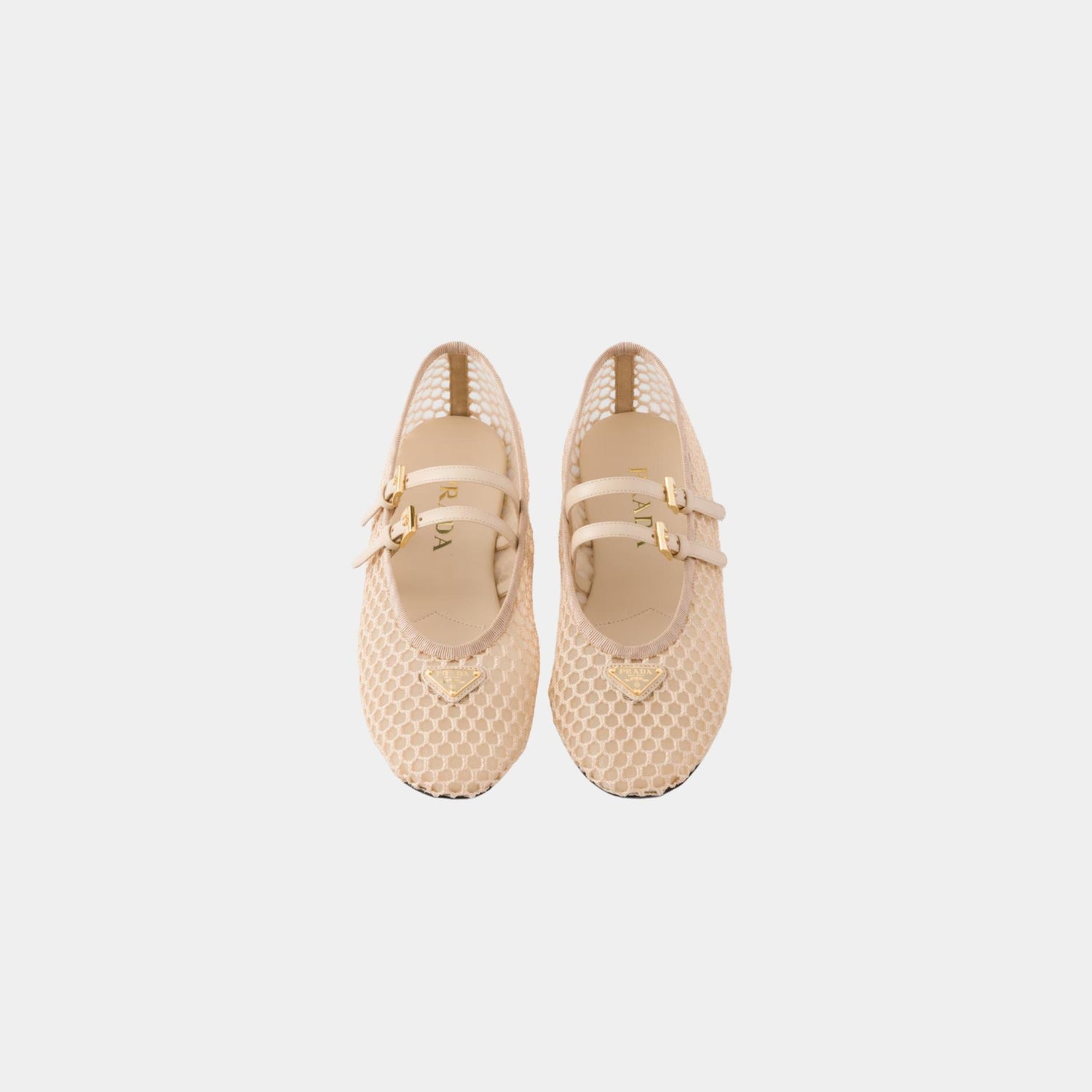 Prada Mesh Fabric Ballerinas, Travertine Stone, Top