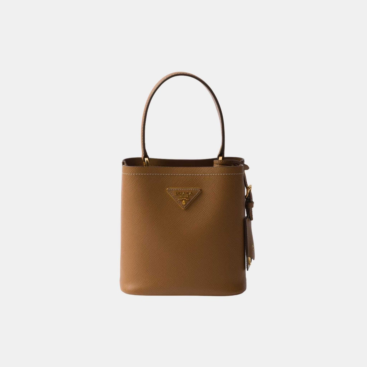 Prada Panier Saffiano Leather Mini Bag, Caramel, Front