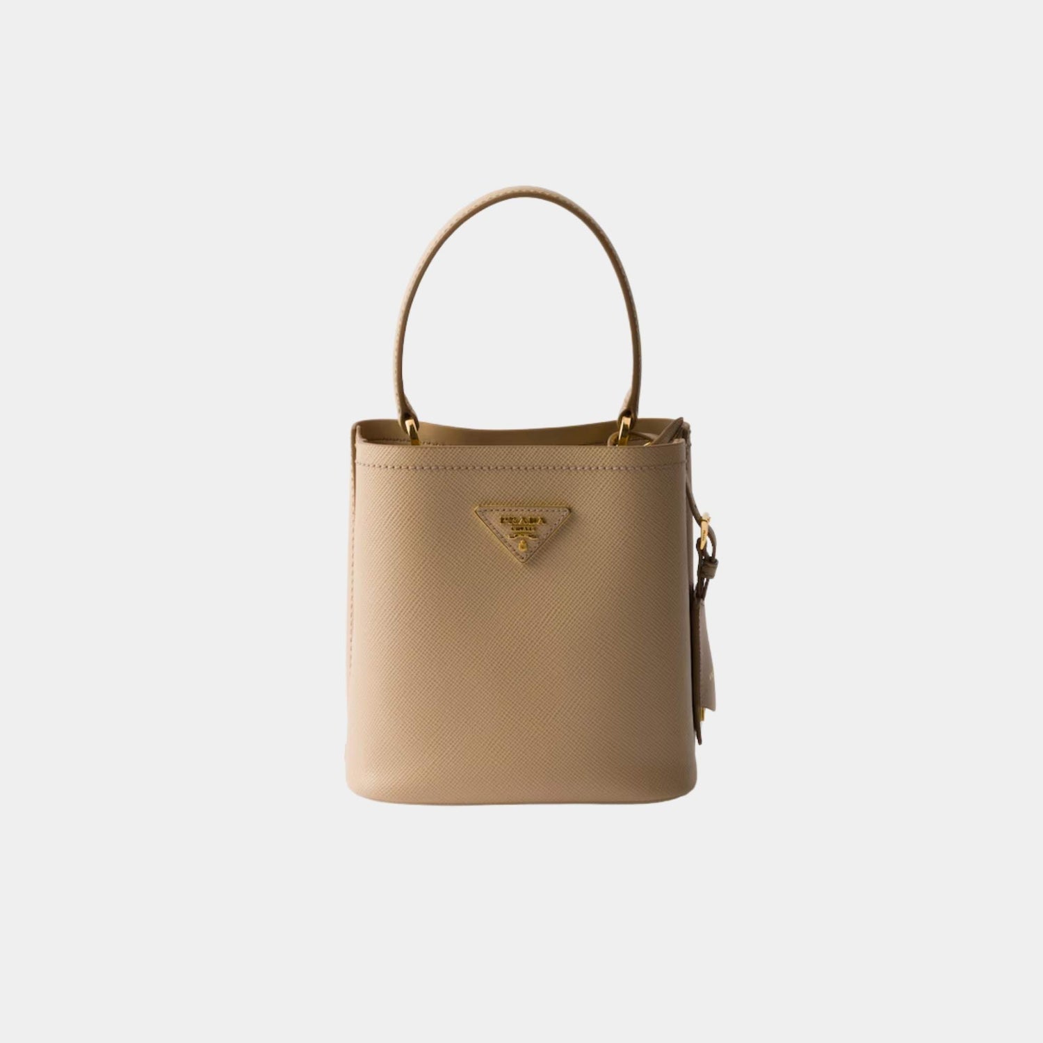 Prada Panier Saffiano Leather Mini Bag, Sand Beige, Front