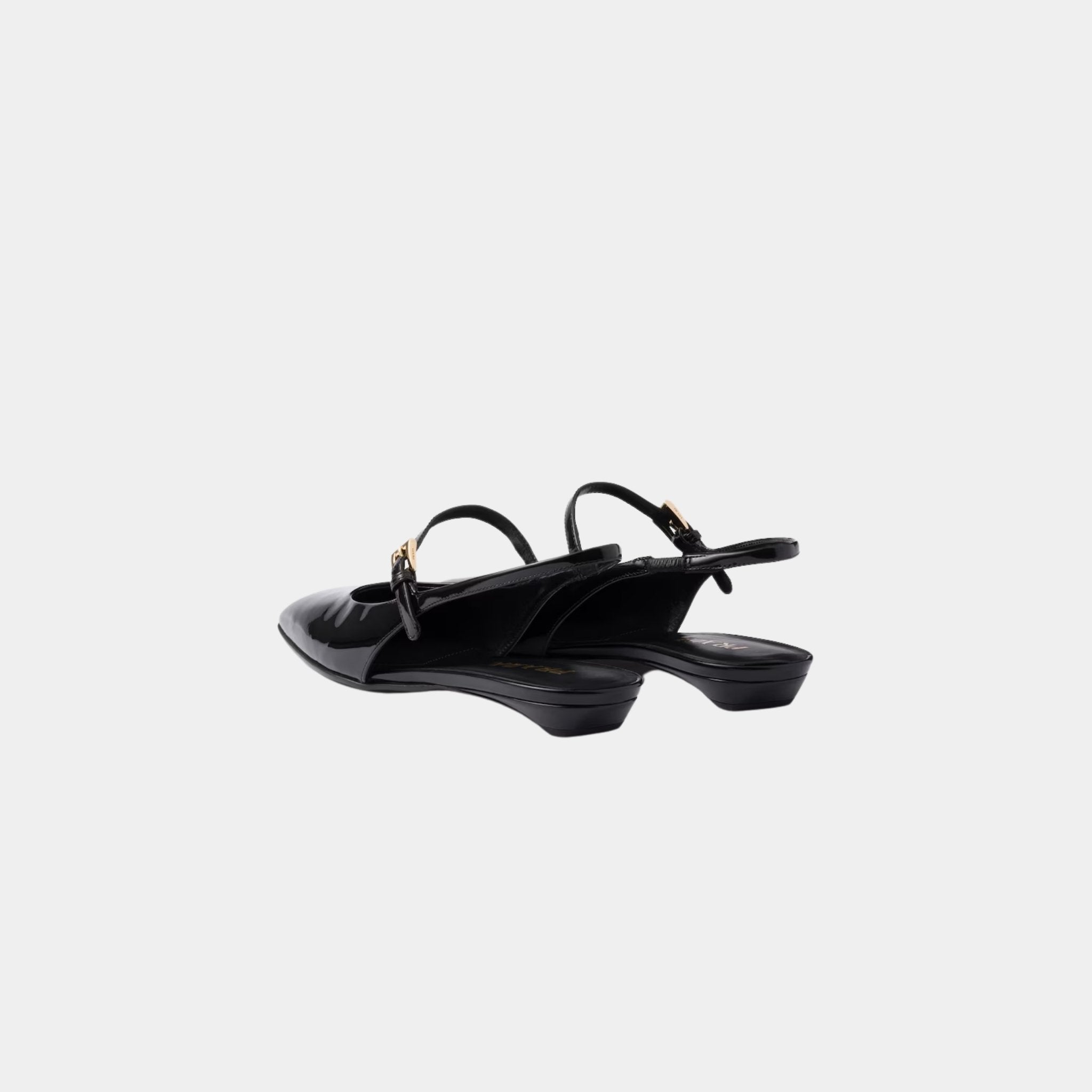 Prada Patent Leather Slingback Ballerinas, Black, Back