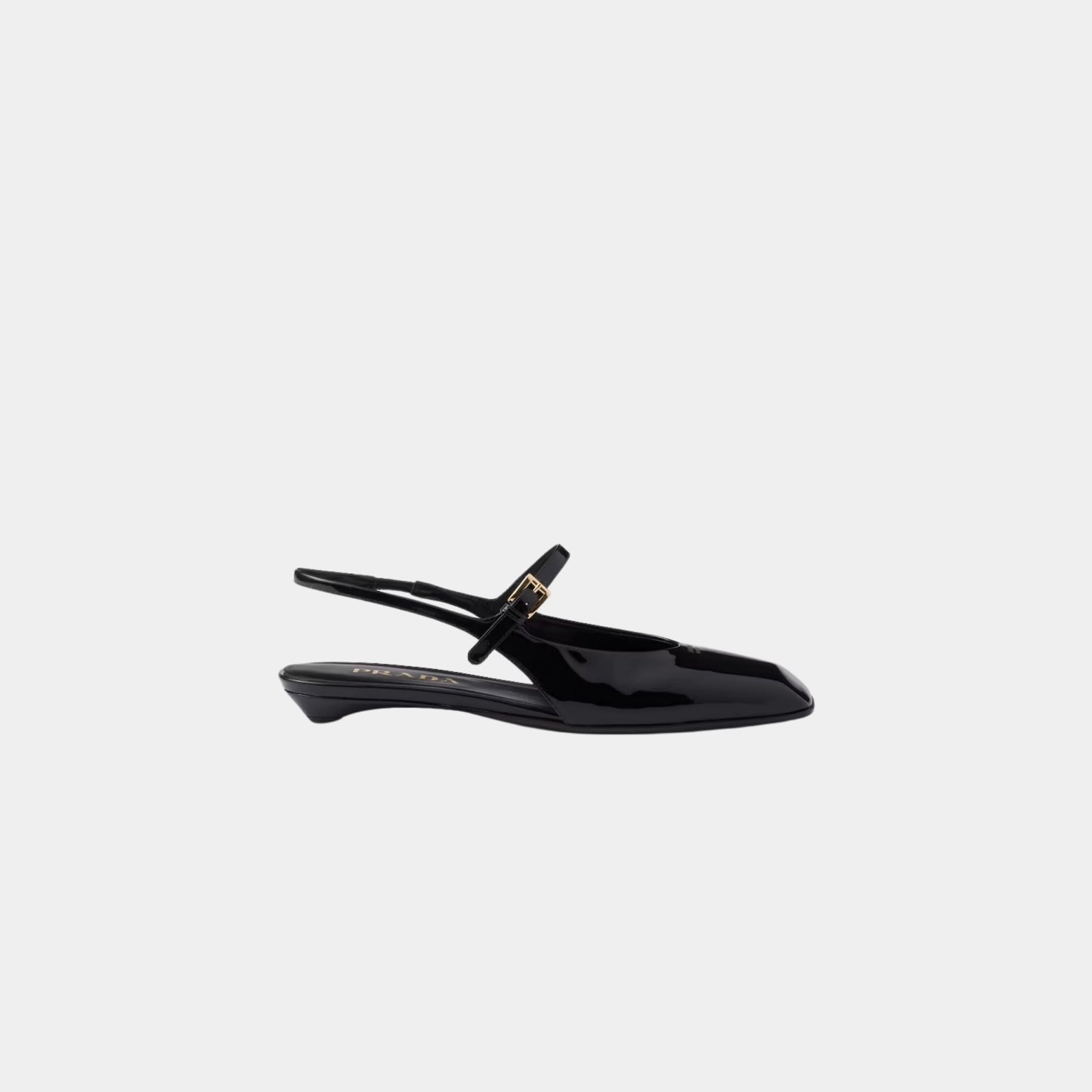 Prada Patent Leather Slingback Ballerinas, Black, Side