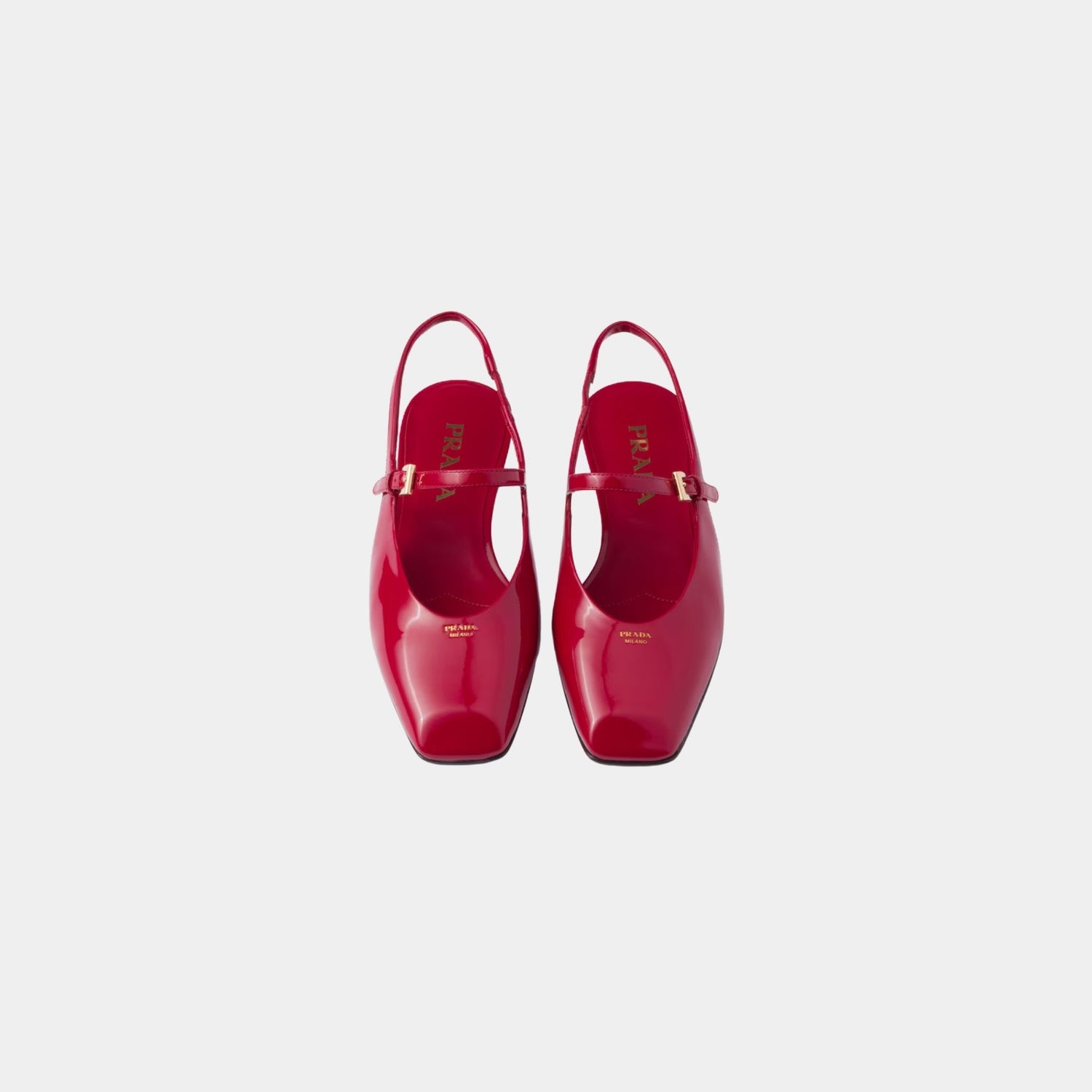 Prada Patent Leather Slingback Ballerinas, Cherry Red, Top