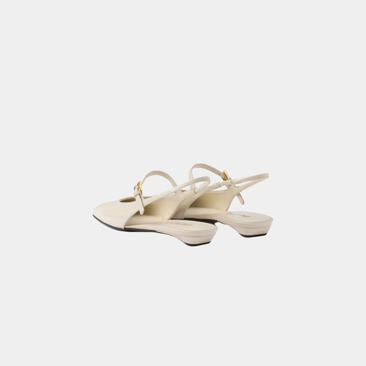 Prada Patent Leather Slingback Ballerinas, Ivory, Back