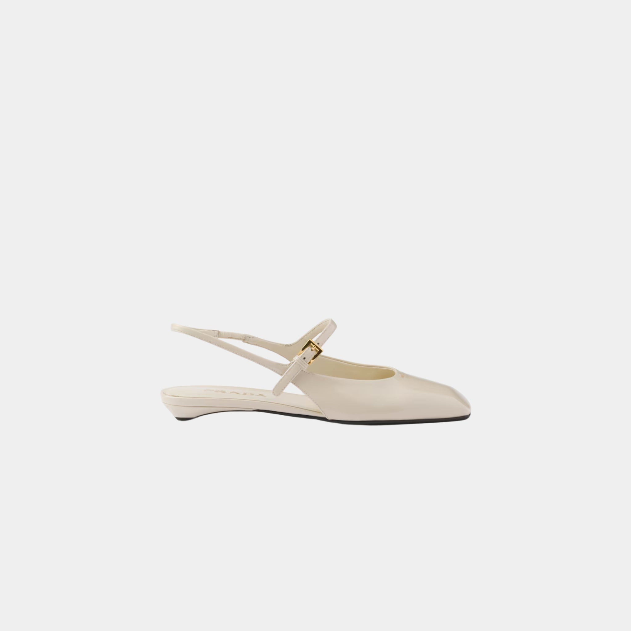 Prada Patent Leather Slingback Ballerinas, Ivory, Side