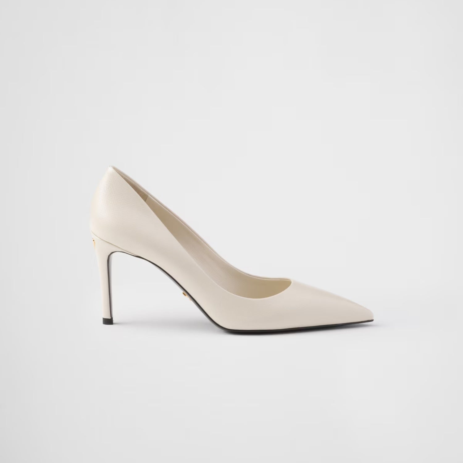 Prada Patent Saffiano Leather Pumps, Ivory, Side