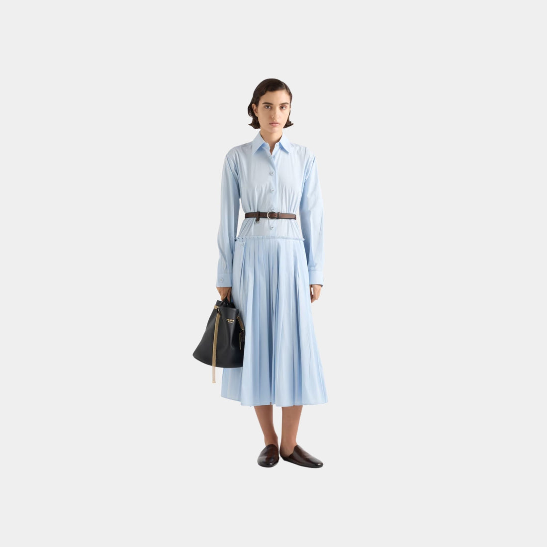 Prada Pleated Poplin Dress, Model