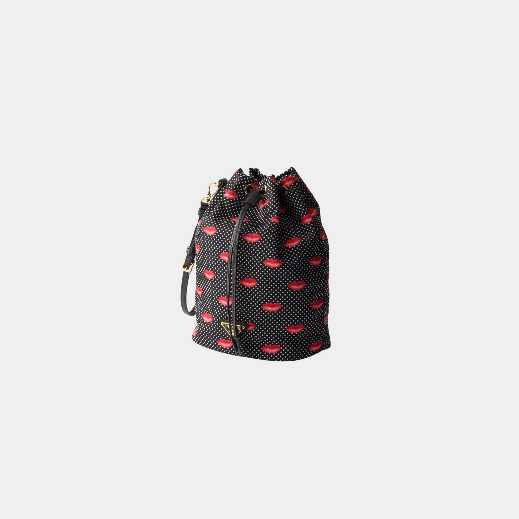 Printed Re-Nylon pouch, black , Side 