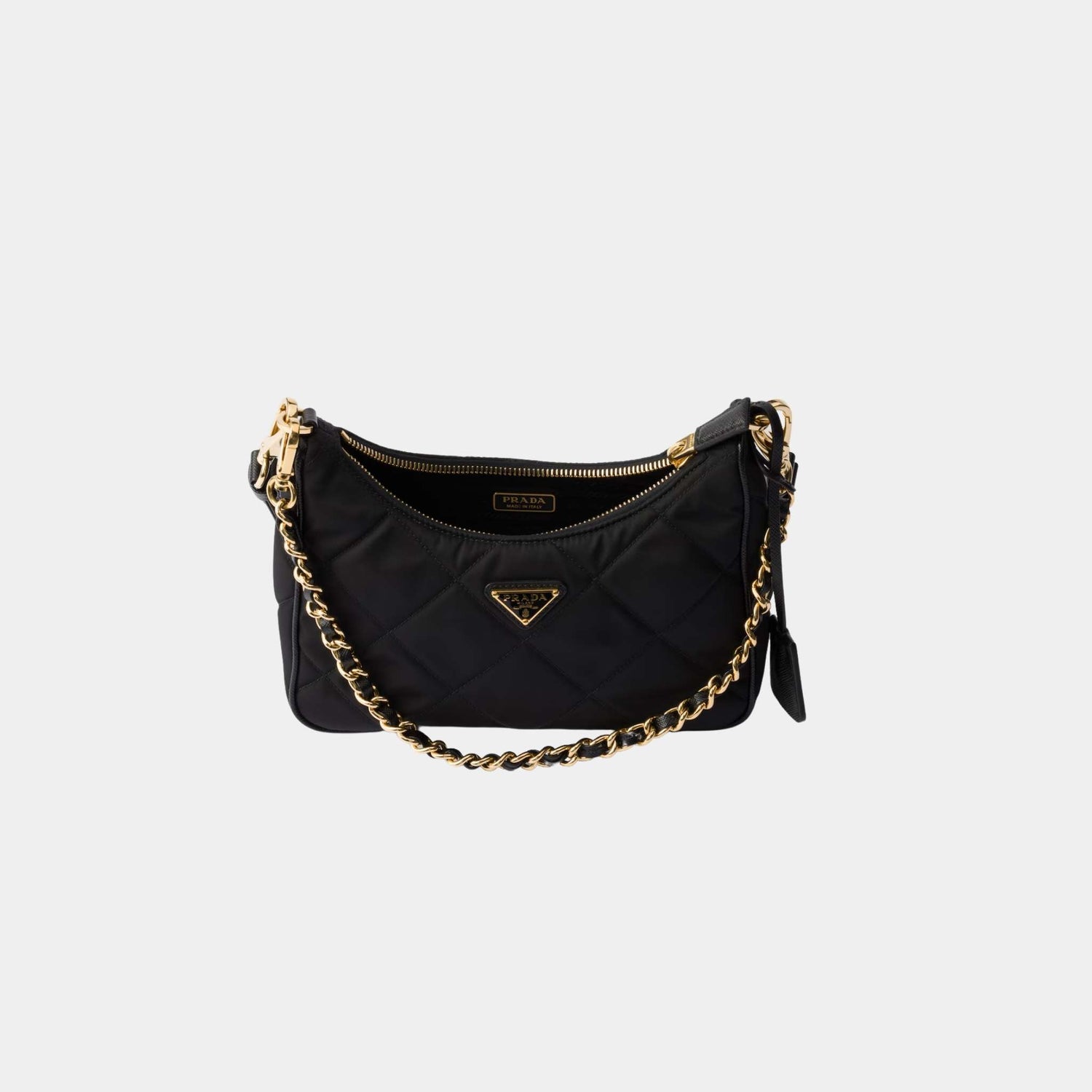 Prada Re-Edition 1995 Chaine Re-Nylon Mini Bag, Black, Open