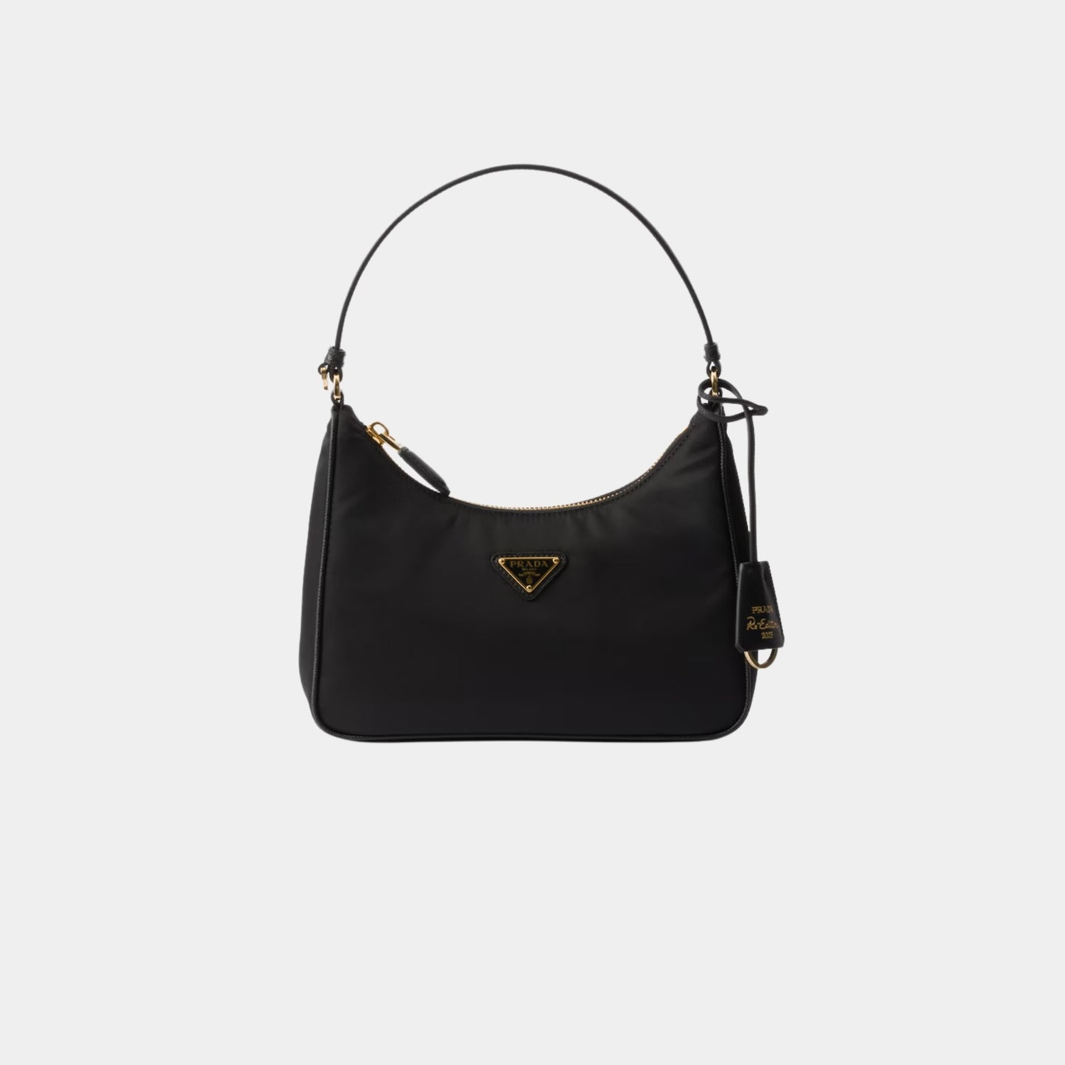 Prada Re-Edition 2005 Re-Nylon and Saffiano Mini Bag With Extra Ring, Black, Gold, Front