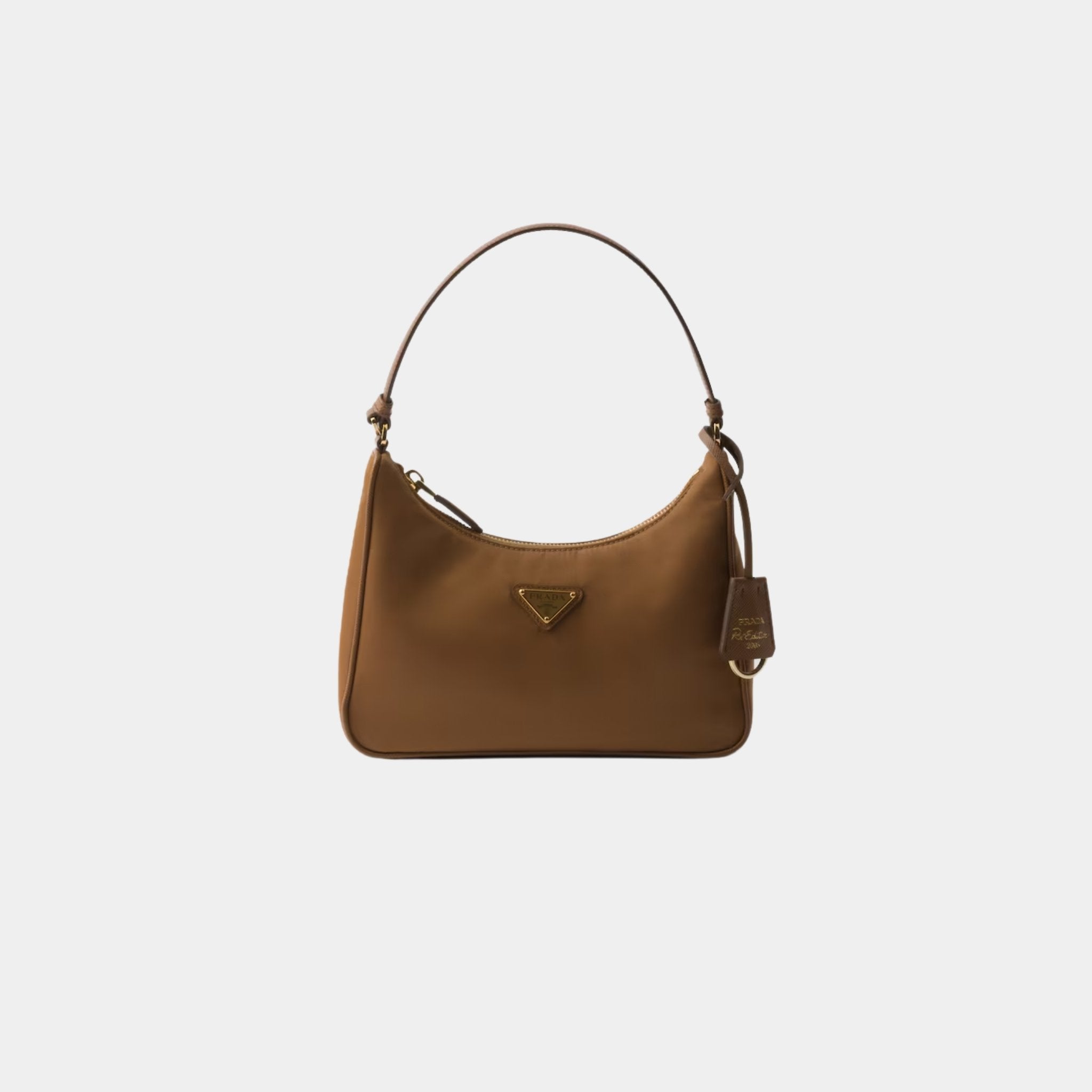 Prada Re-Edition 2005 Re-Nylon and Saffiano Mini Bag With Extra Ring, Brandy, Front