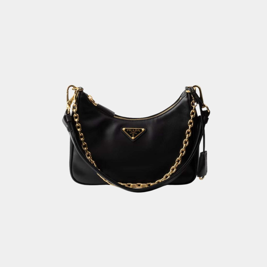 Prada Re-Edition Calfskin Leather Mini Bag, Black, Front