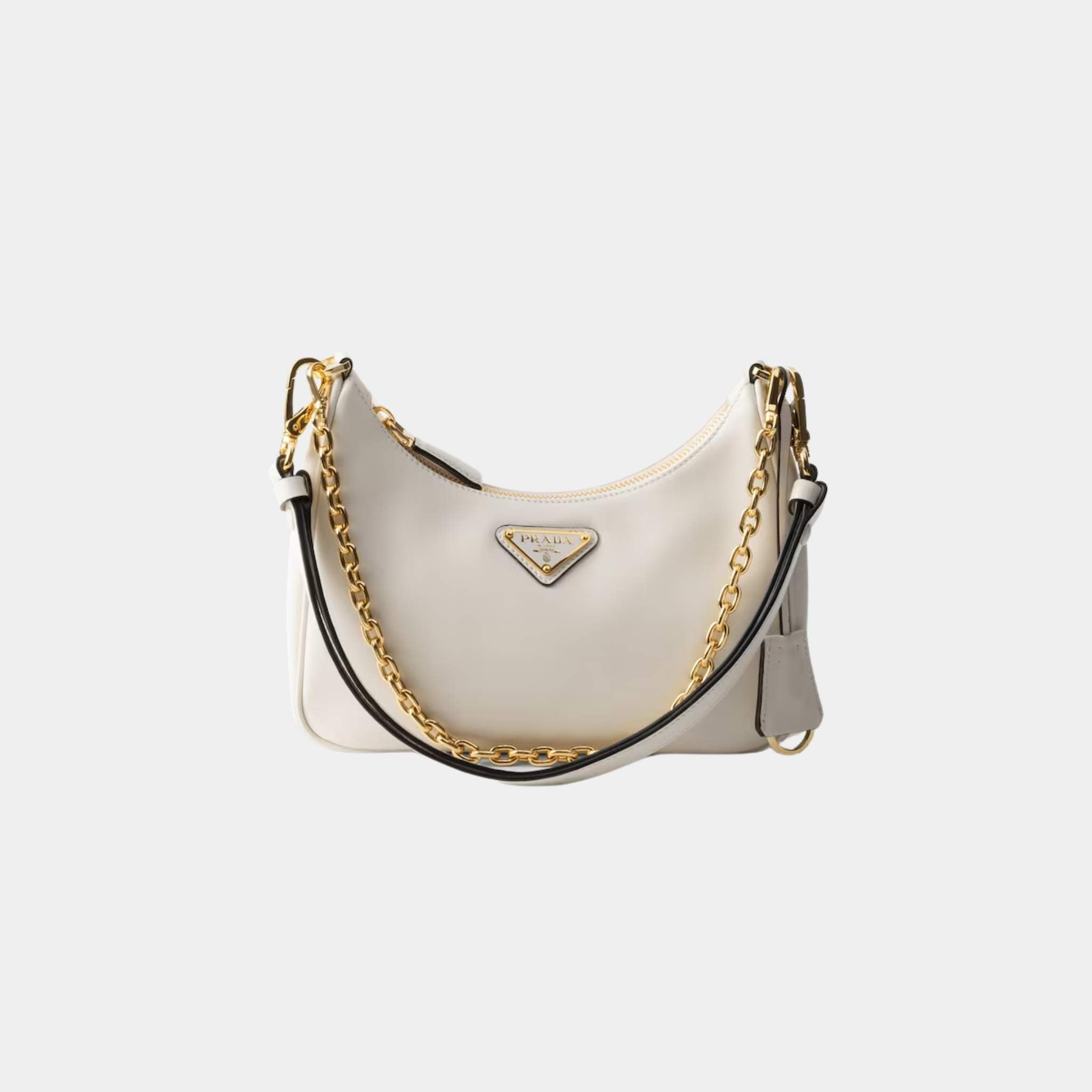 Prada Re-Edition Calfskin Leather Mini Bag, White, Front