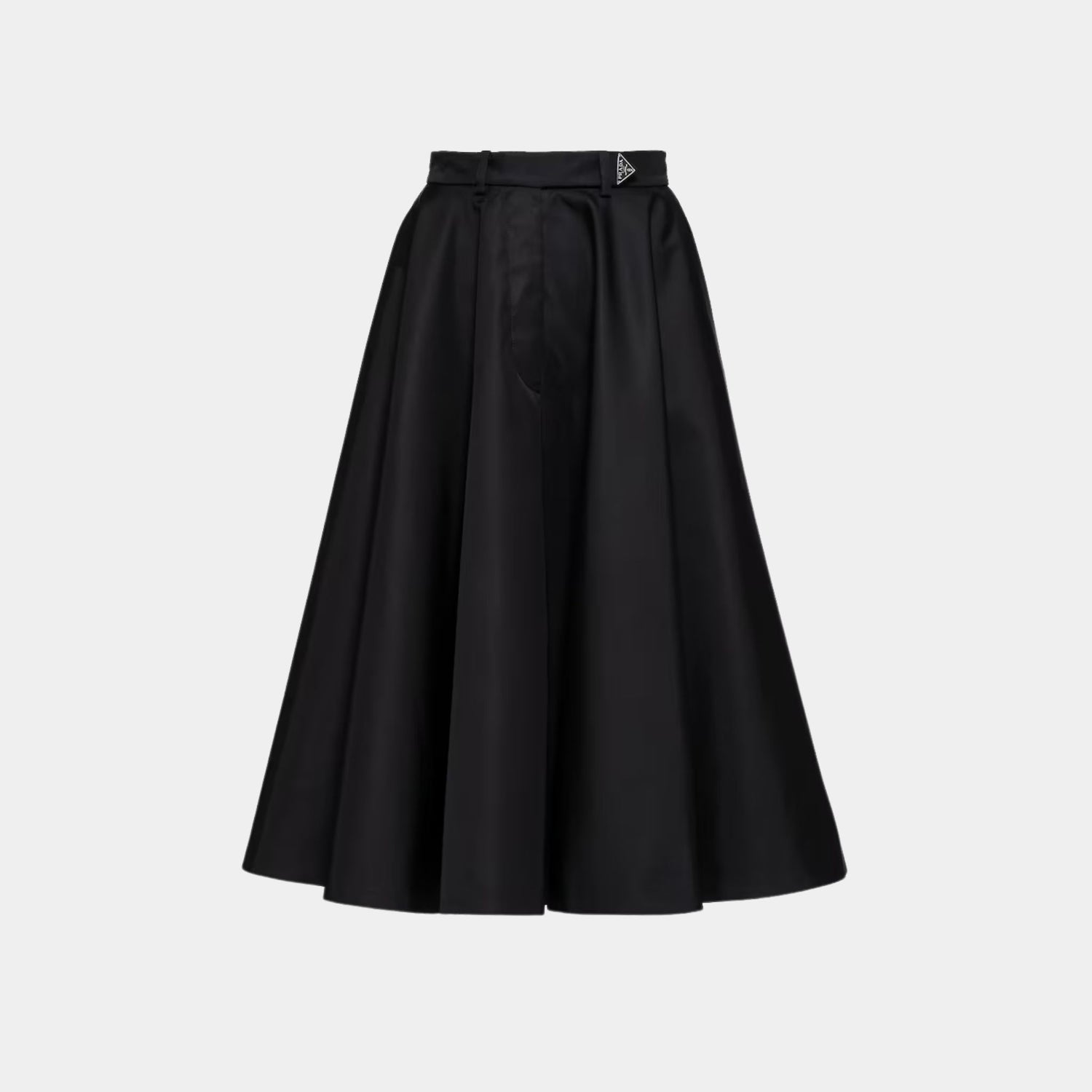 Prada Re-Nylon Black Lined Pleated Skirt, Front