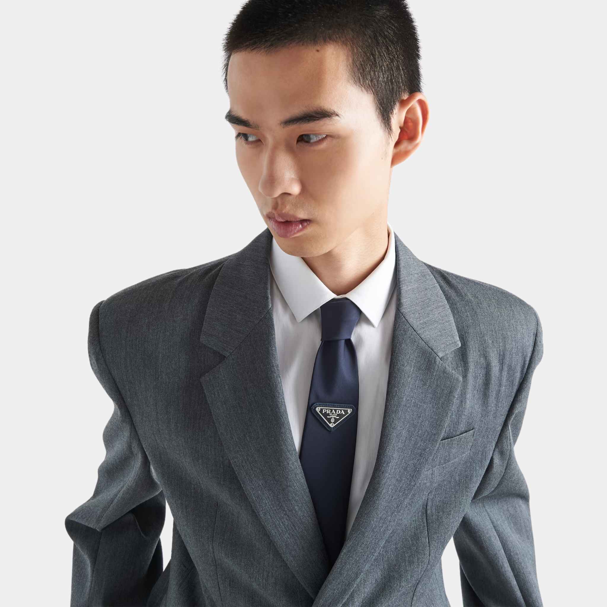 Prada Re-Nylon Gabardine Tie, Blue, Model