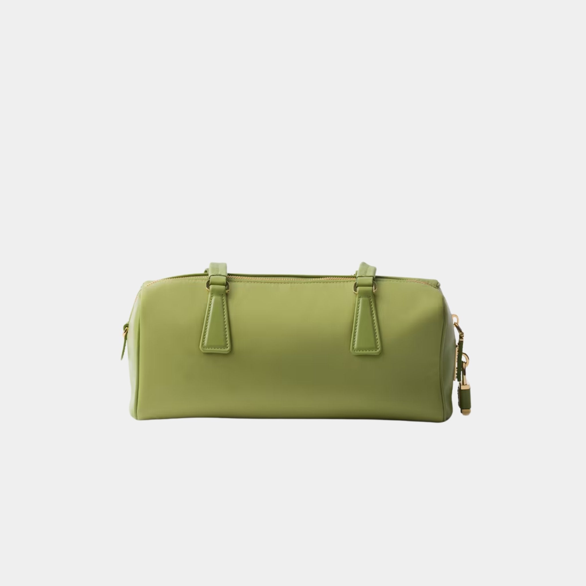 Prada Re-Nylon And Leather Medium Top Handle Bag With Padlock, Lawn Green, Back