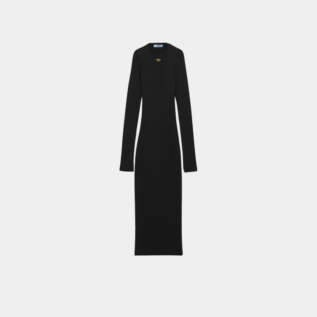 Prada Ribbed Knit Jersey Long Sleeved Dress, Front