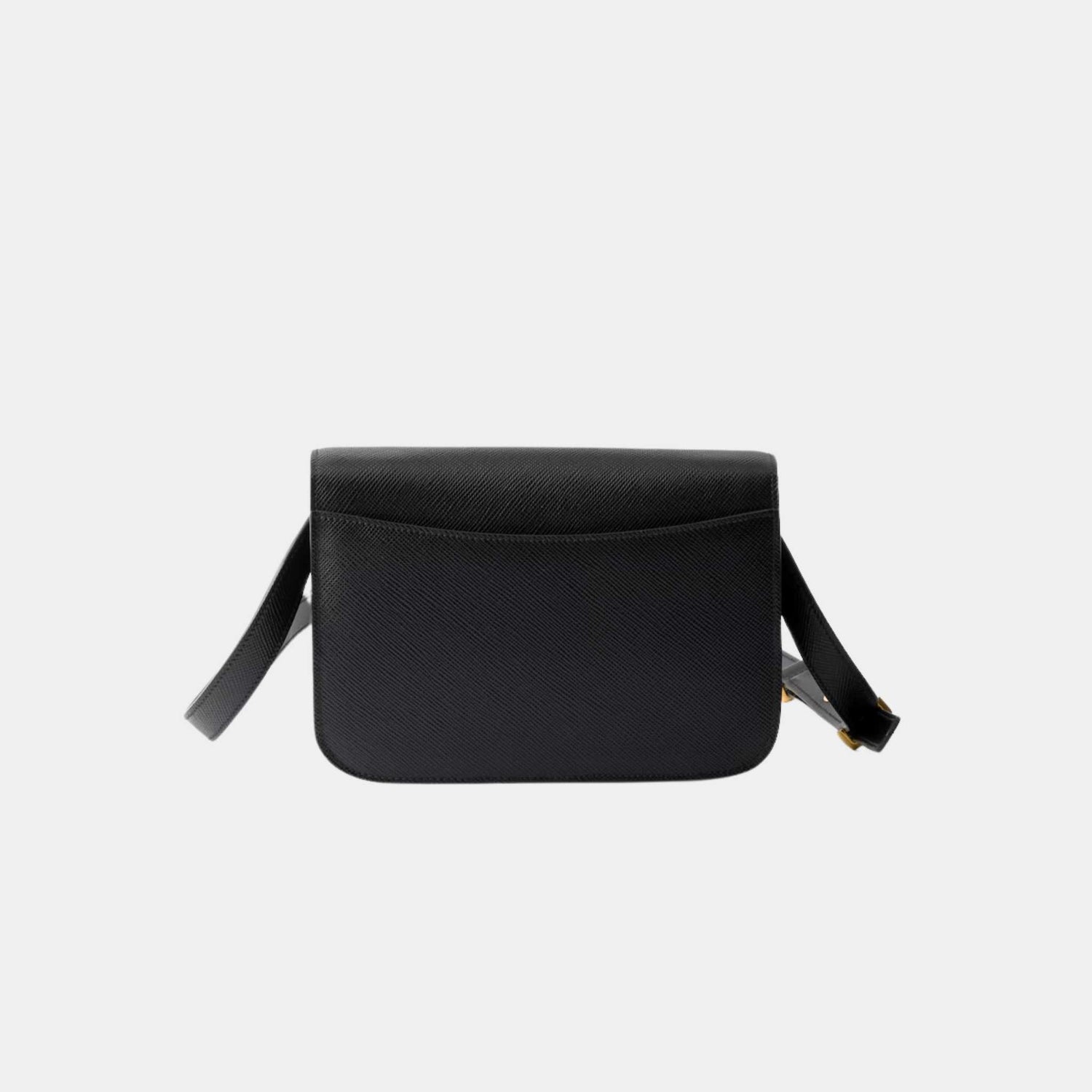 Prada Saffiano Leather Flap Shoulder Bag, Black, Back