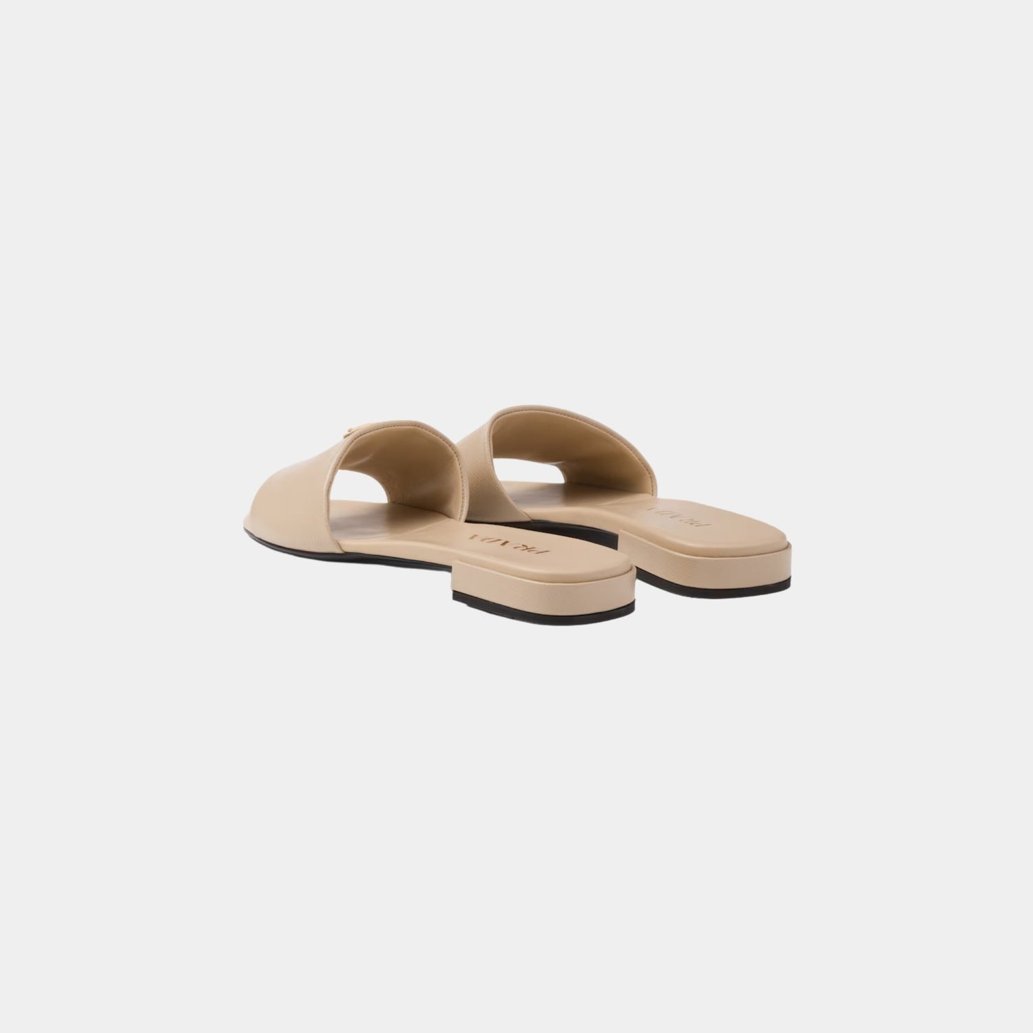 Prada Saffiano Patent Leather Slides, Travertine Stone, Back