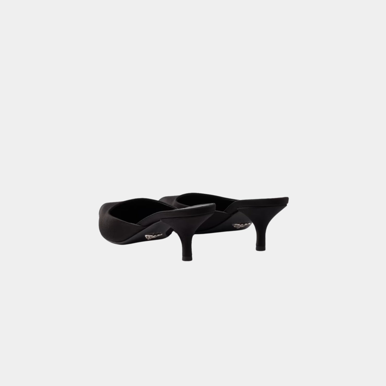 Prada Satin Mules Silk Viscose, Black, Back