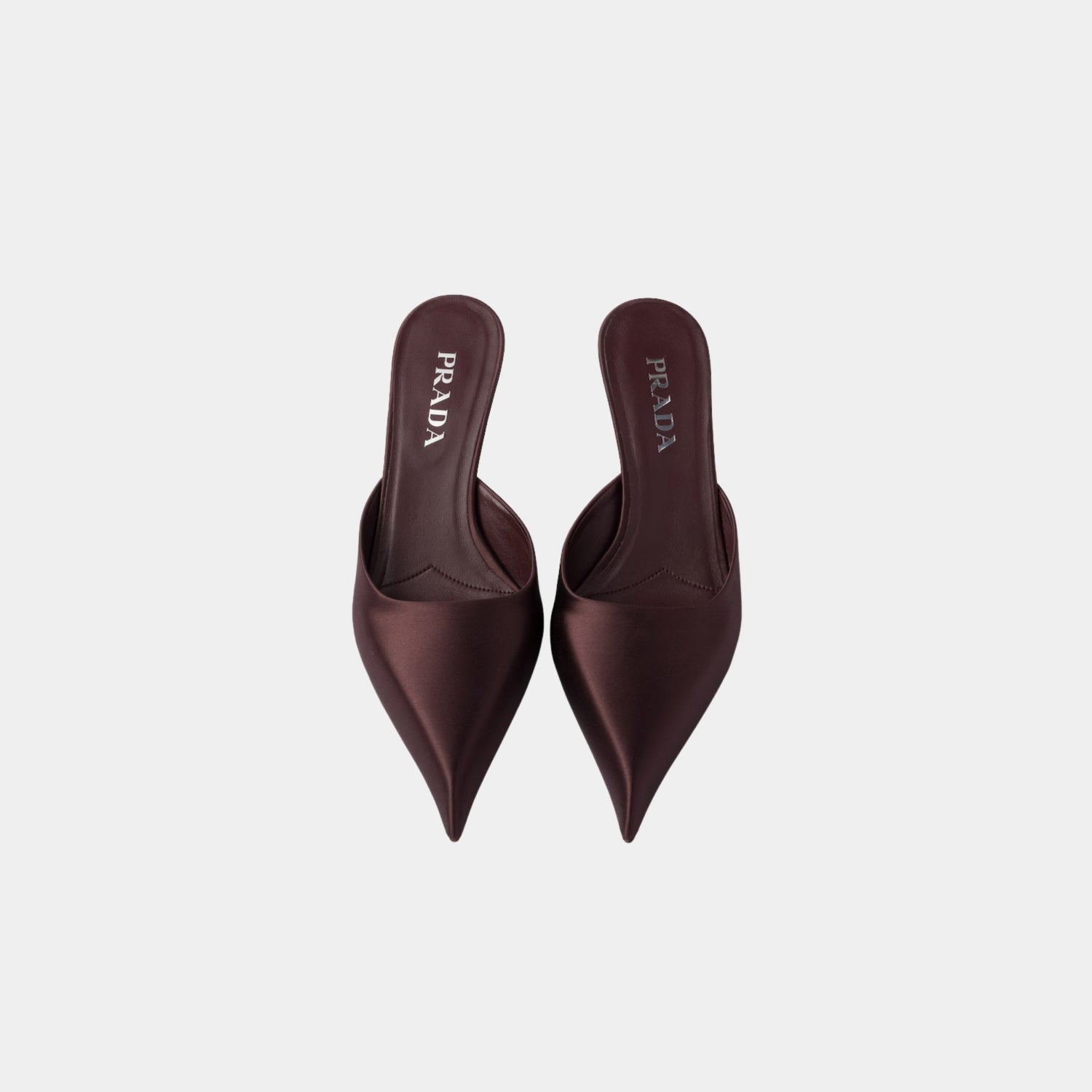 Prada Satin Mules Silk Viscose, Burgundy, Top