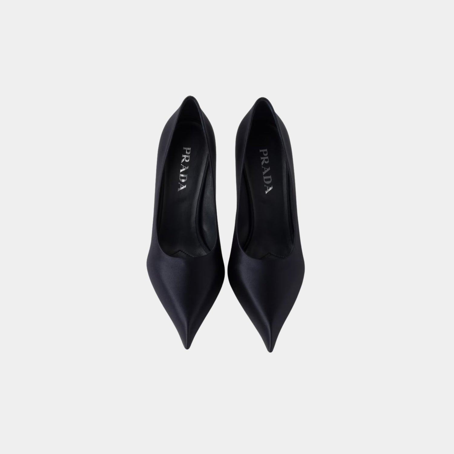 Prada Satin Pumps Silk Viscose, Navy, Top