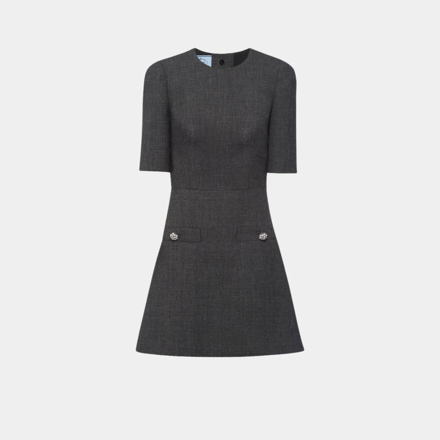 Prada Slate Gray Wool Mini-Dress, Front