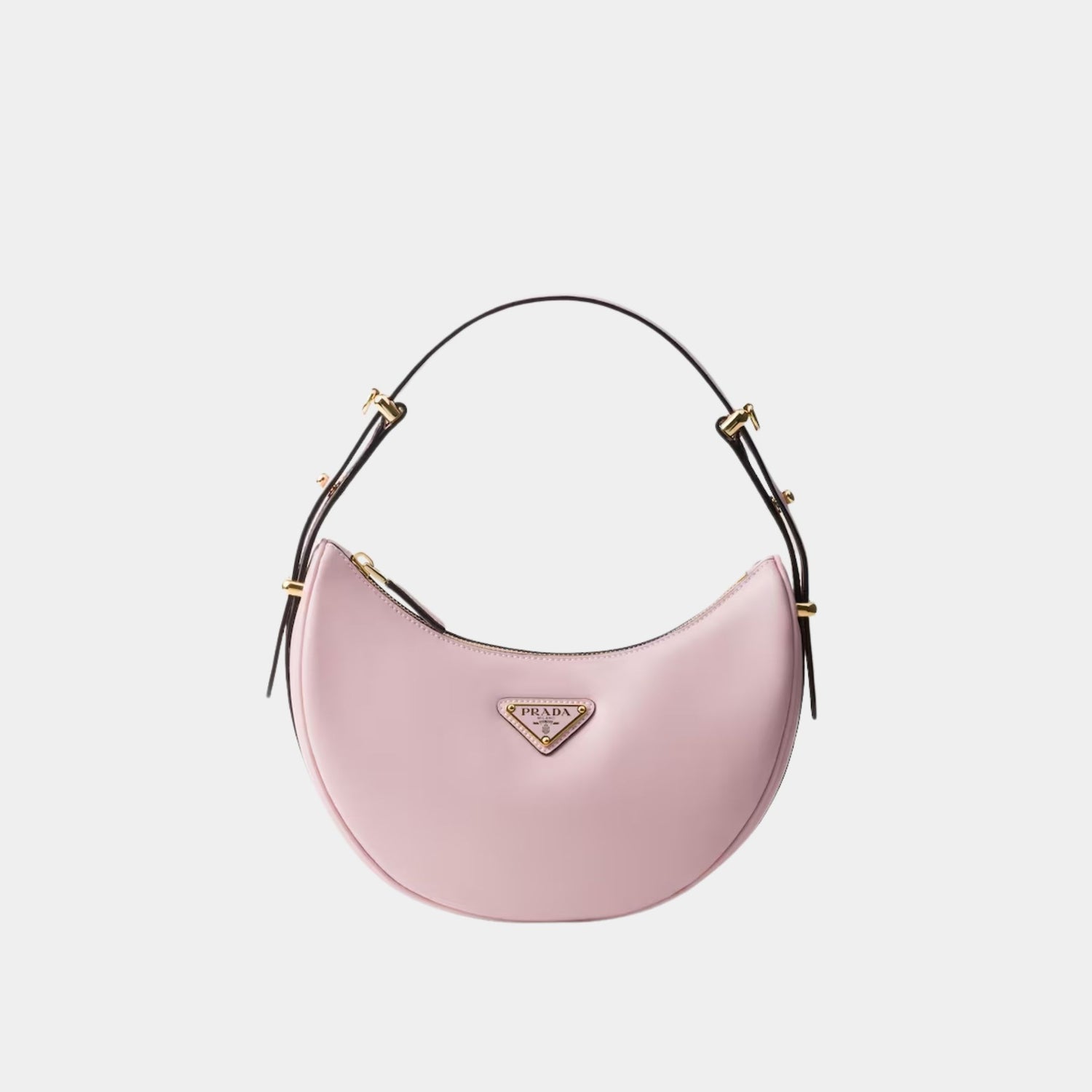 Prada Small Arque Leather Shoulder Bag, Alabaster, Front