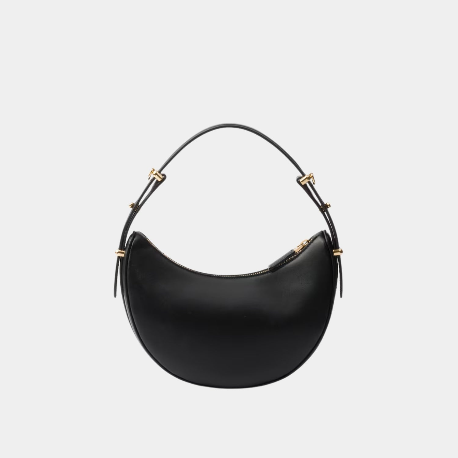 Prada Small Arque Leather Shoulder Bag, Black, Back