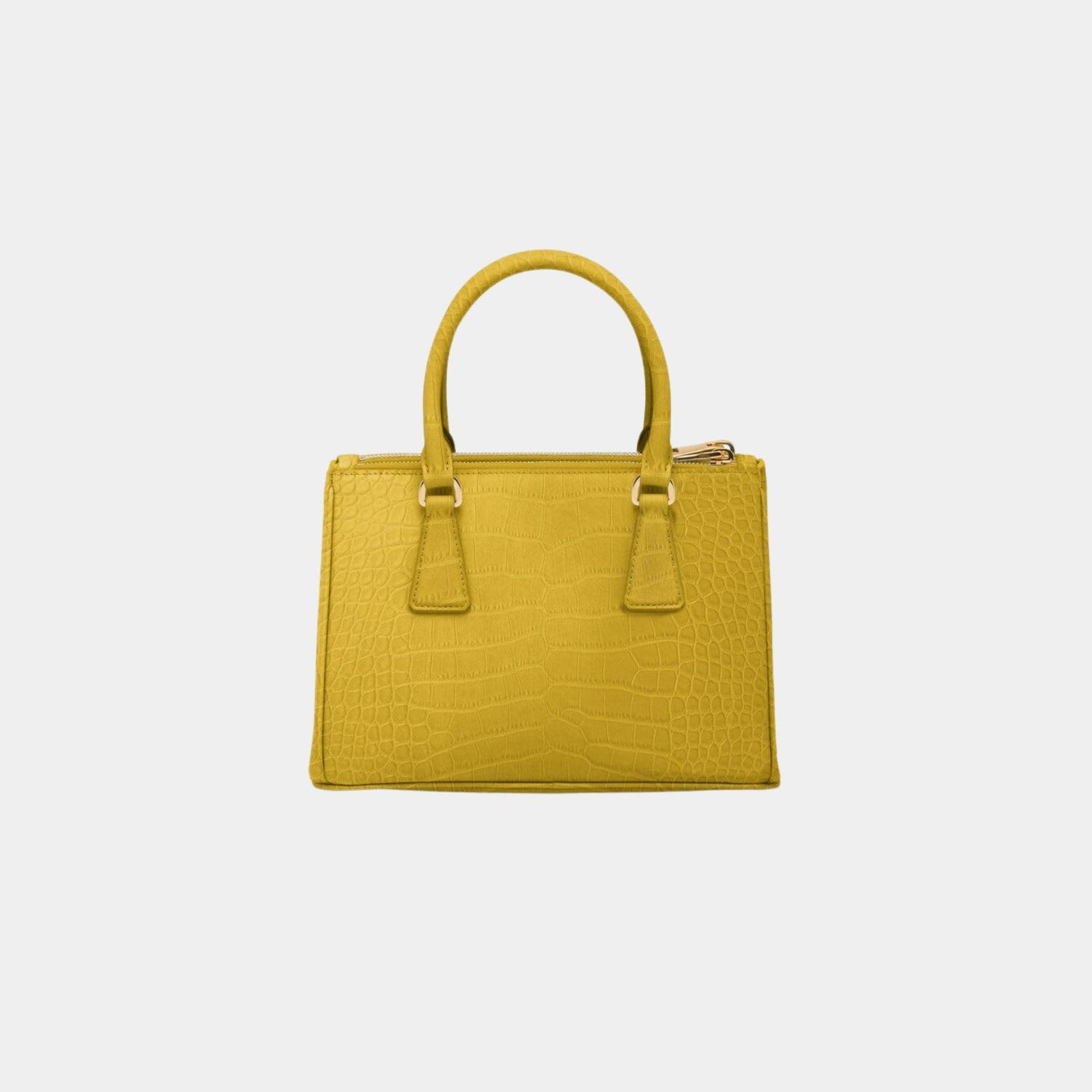 Prada Small Galleria Crocodile Leather Bag, Sunny Yellow, Back