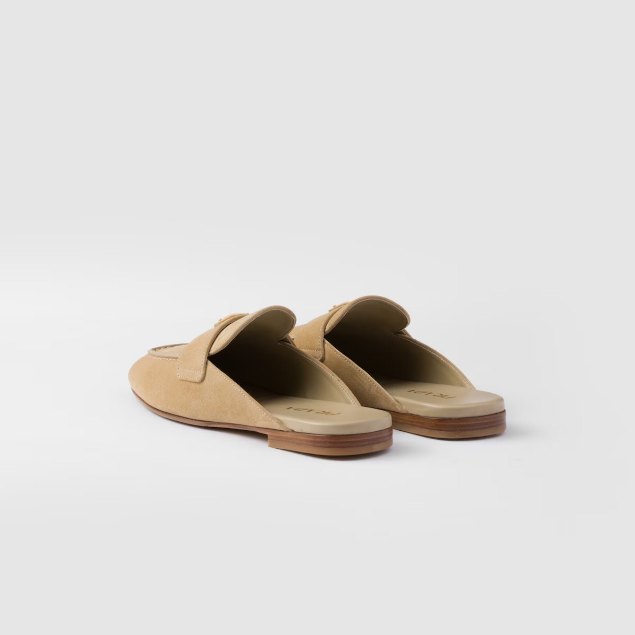 Prada Suede Slippers, Ecru, Back