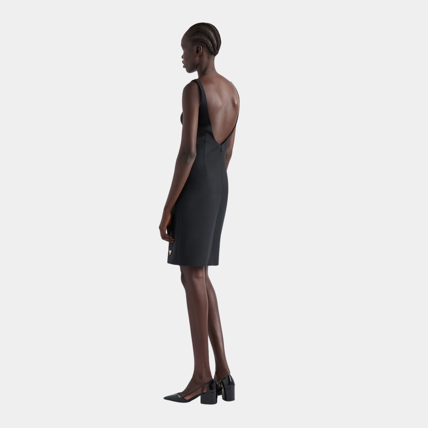 Prada Tricotine Black Sheath Mini-Dress, Model, Back