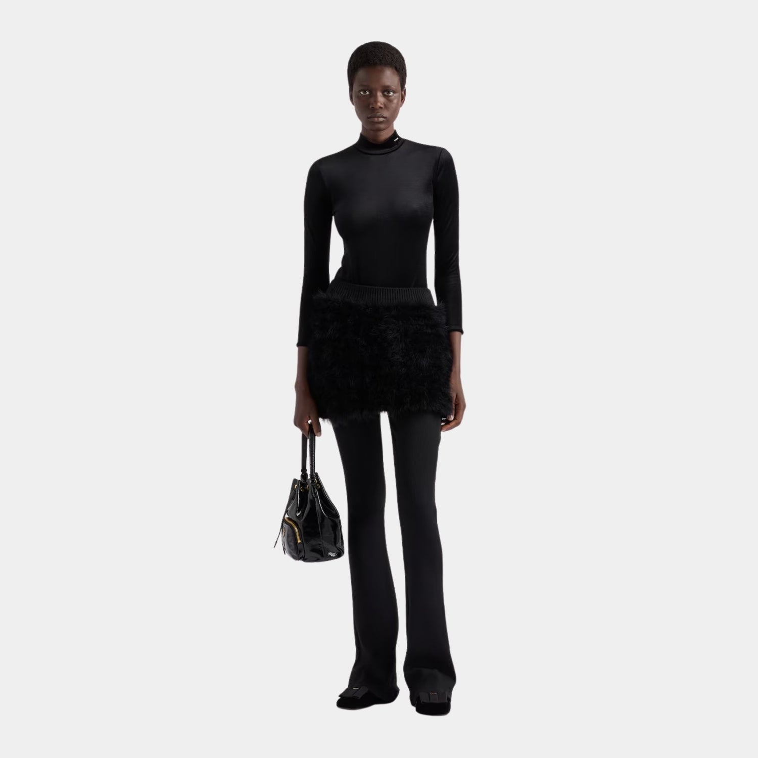 Prada Velvet Jersey Bodysuit, Model, Front