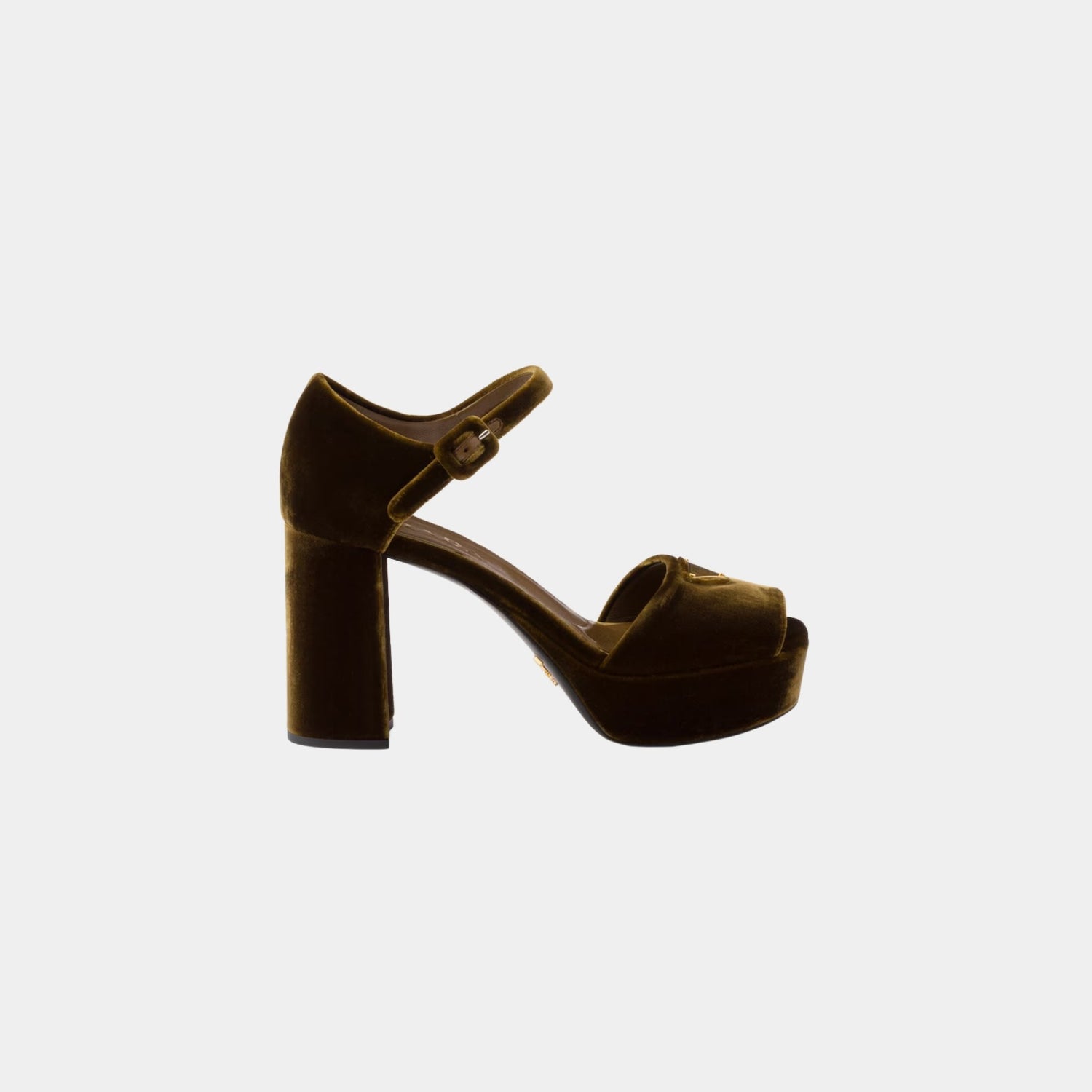 Prada Velvet Platform Sandals, Oak, Side