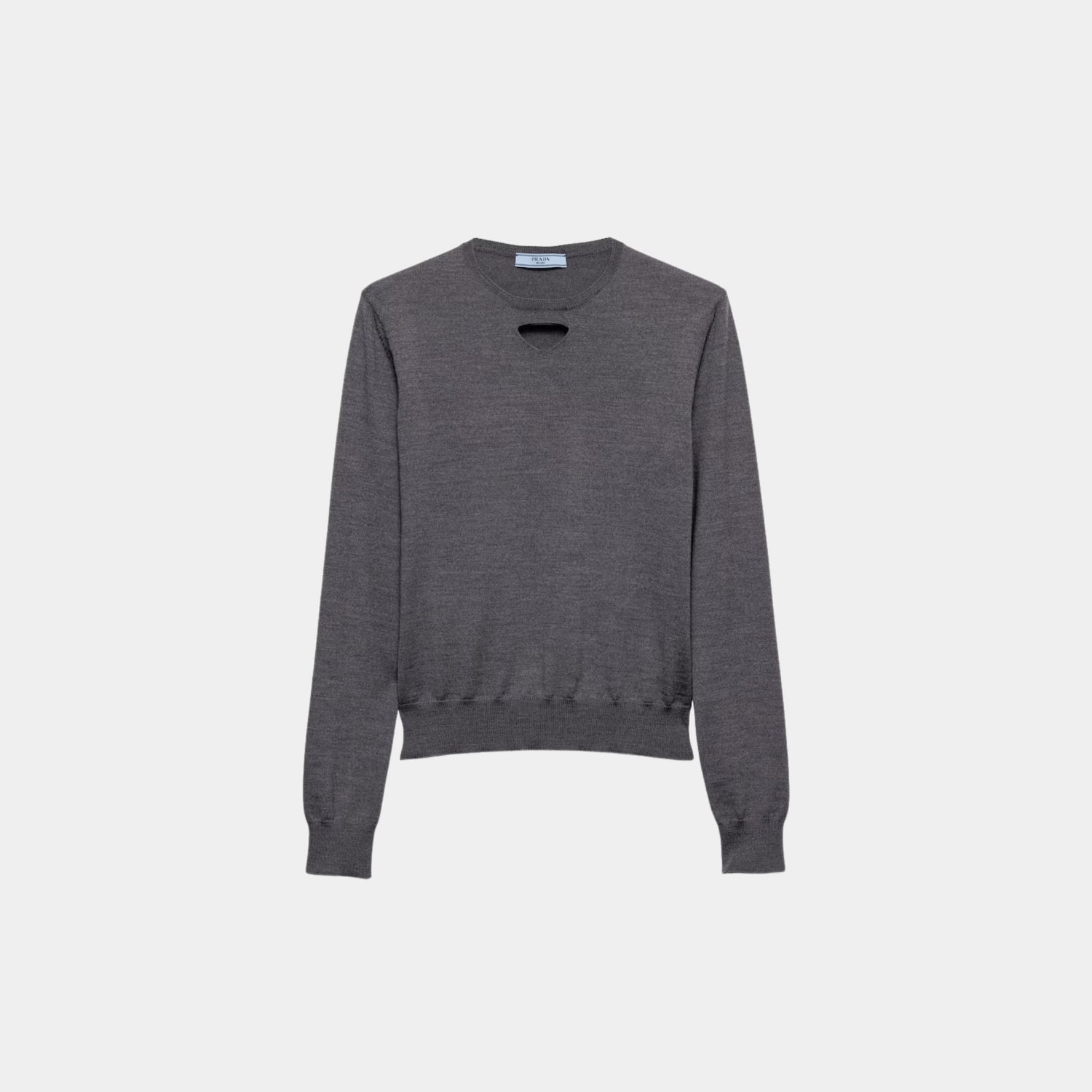 Prada Wool Crew Neck Plain Knit Sweater, Front